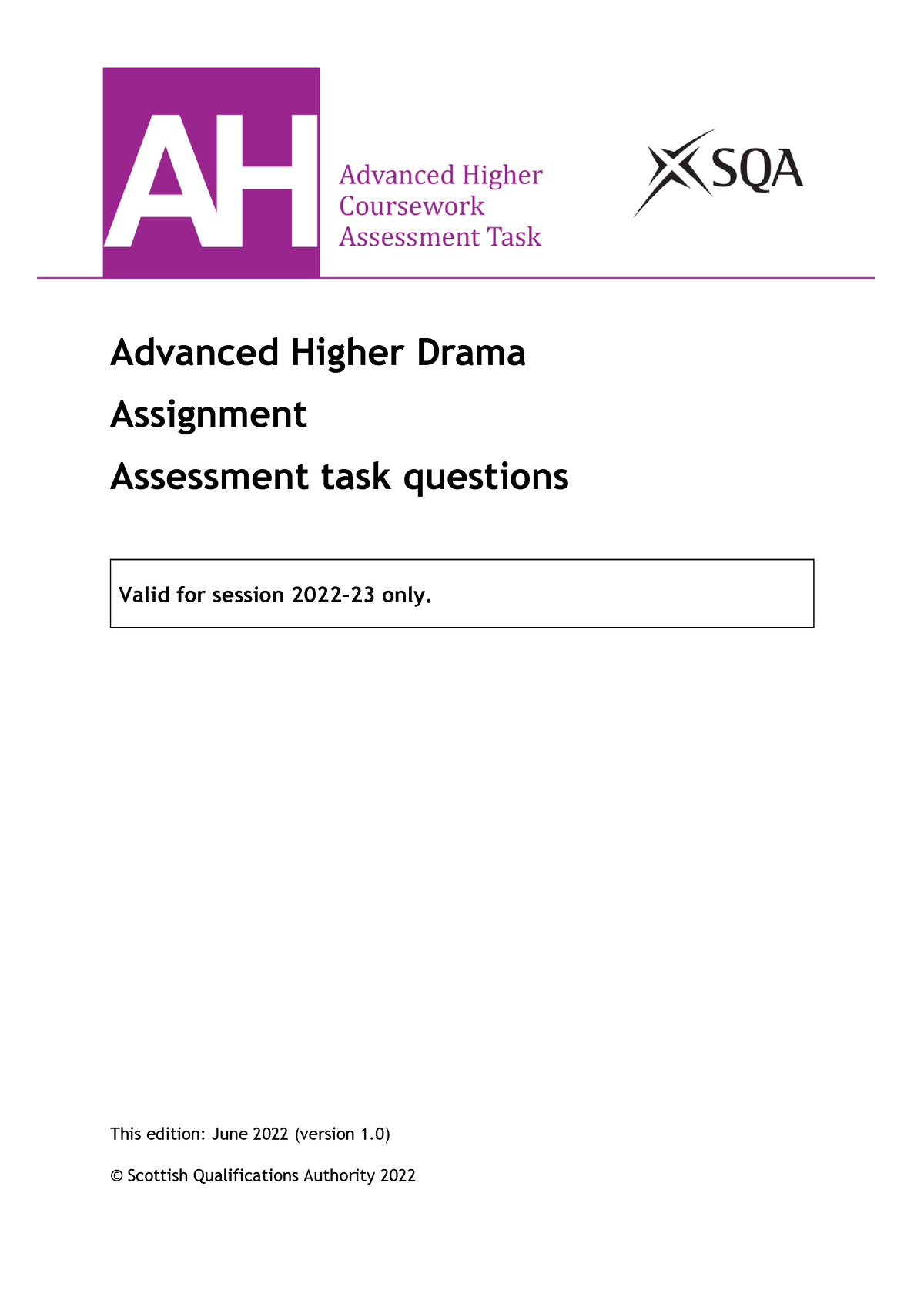 advanced higher drama assignment questions 2022