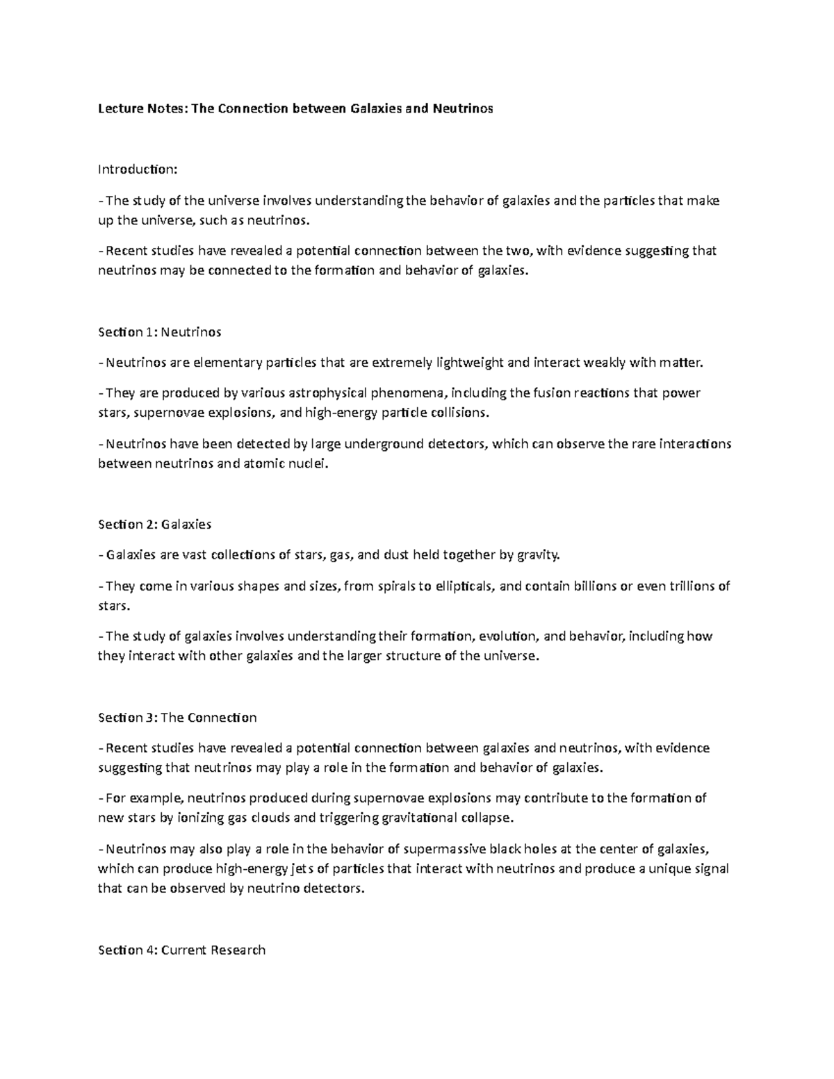 Lecture Notes: The Connection between Galaxies and Neutrinos - Lecture ...