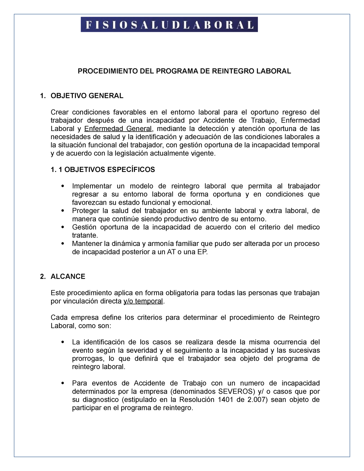 Ejemplo Procedimiento De Reintegro Laboral Procedimiento Del Programa De Reintegro Laboral 1 4044