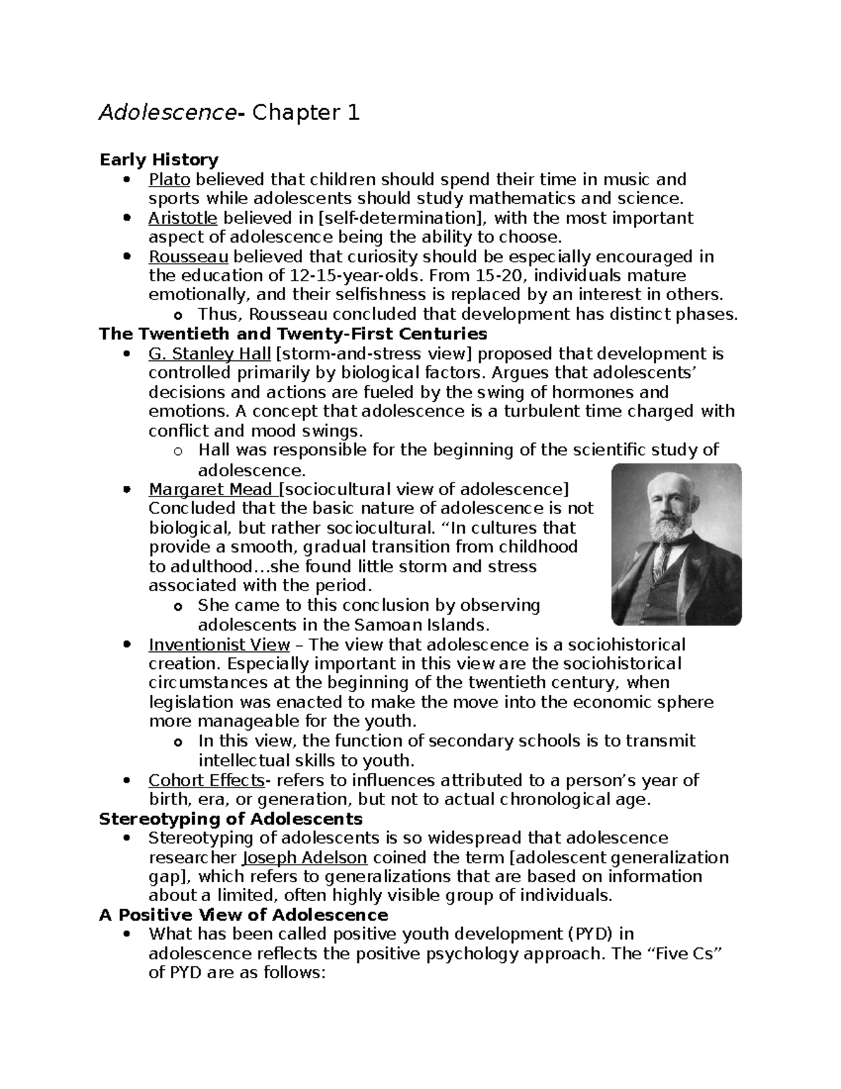 Adolescence- Ch. 1 - chapter 1 textbook notes - Adolescence- Chapter 1 ...