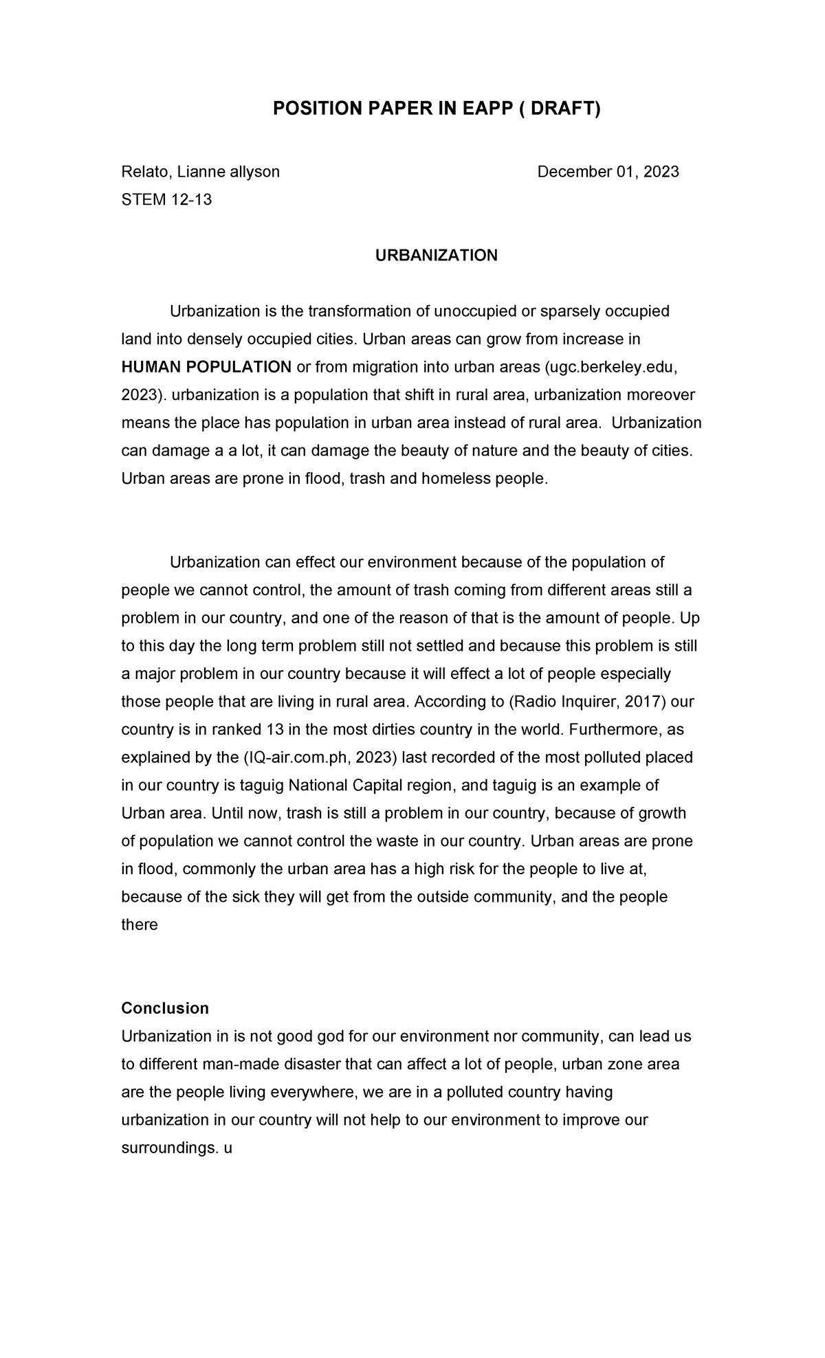Position Paper IN EAPP - mkk - POSITION PAPER IN EAPP ( DRAFT) Relato ...