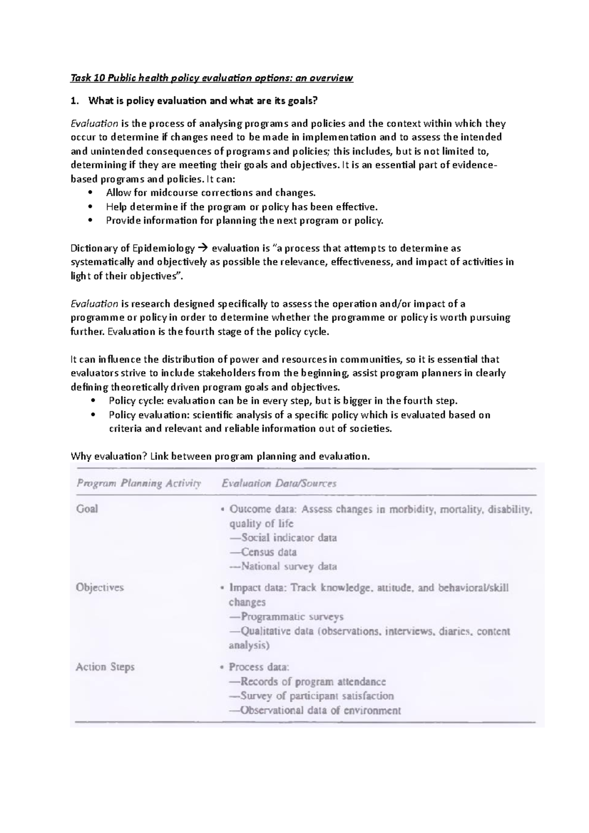 Task 10 Public Health Policy Evaluation Options An Overview What Is 