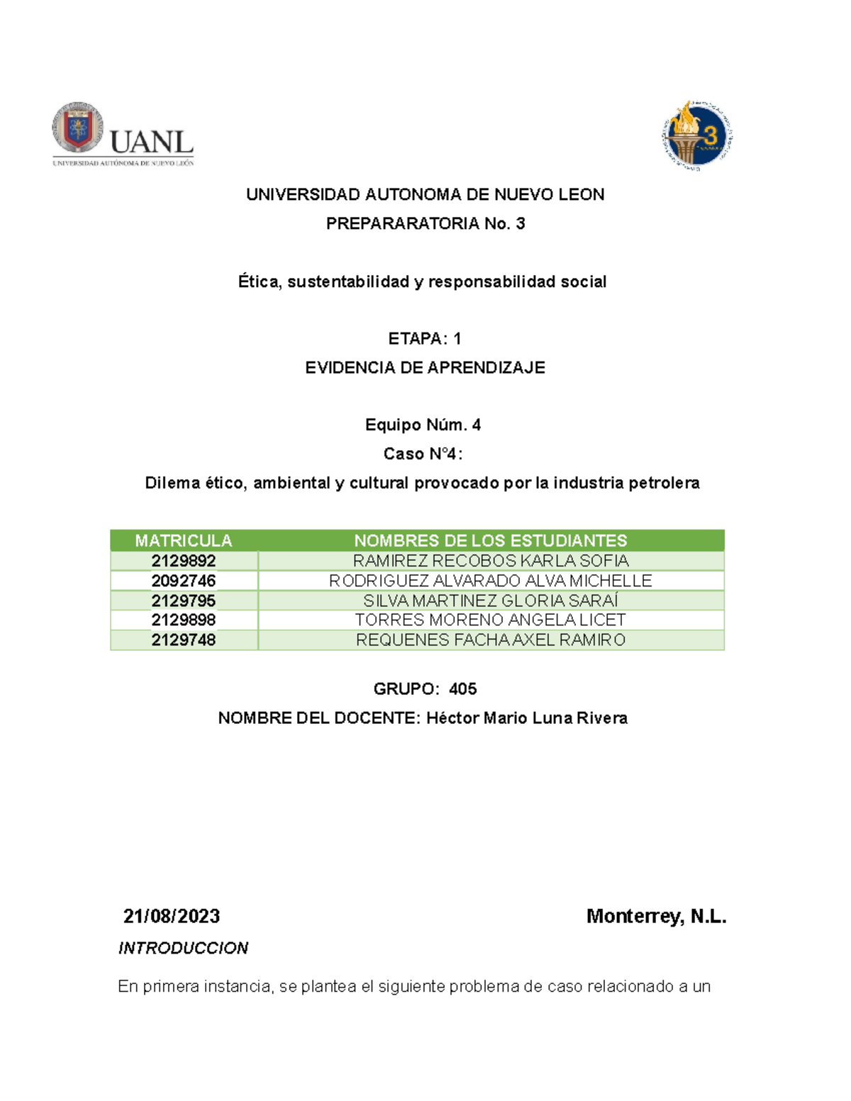 EV Etica - Evidencia - UNIVERSIDAD AUTONOMA DE NUEVO LEON ...