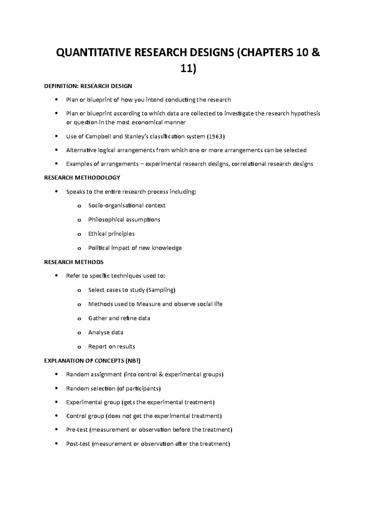 chapters in quantitative research