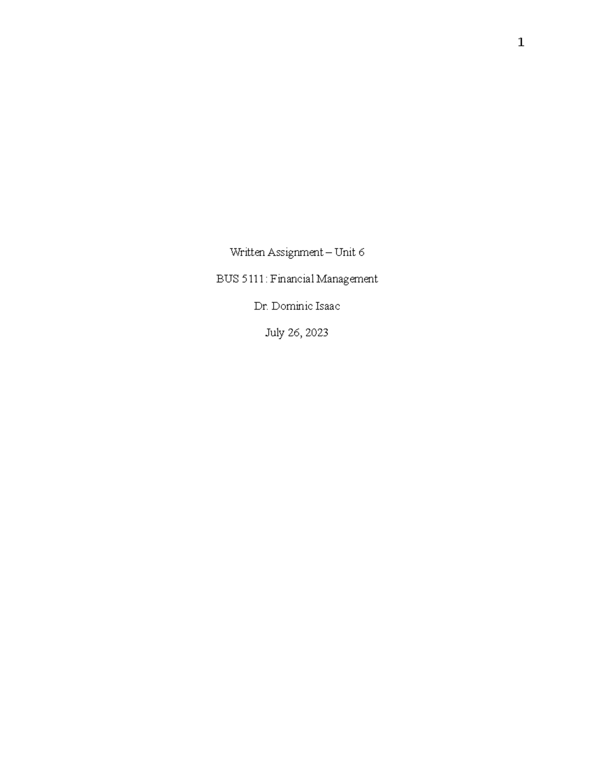 WA6 - written assignment unit 6 2 - Written Assignment – Unit 6 BUS ...