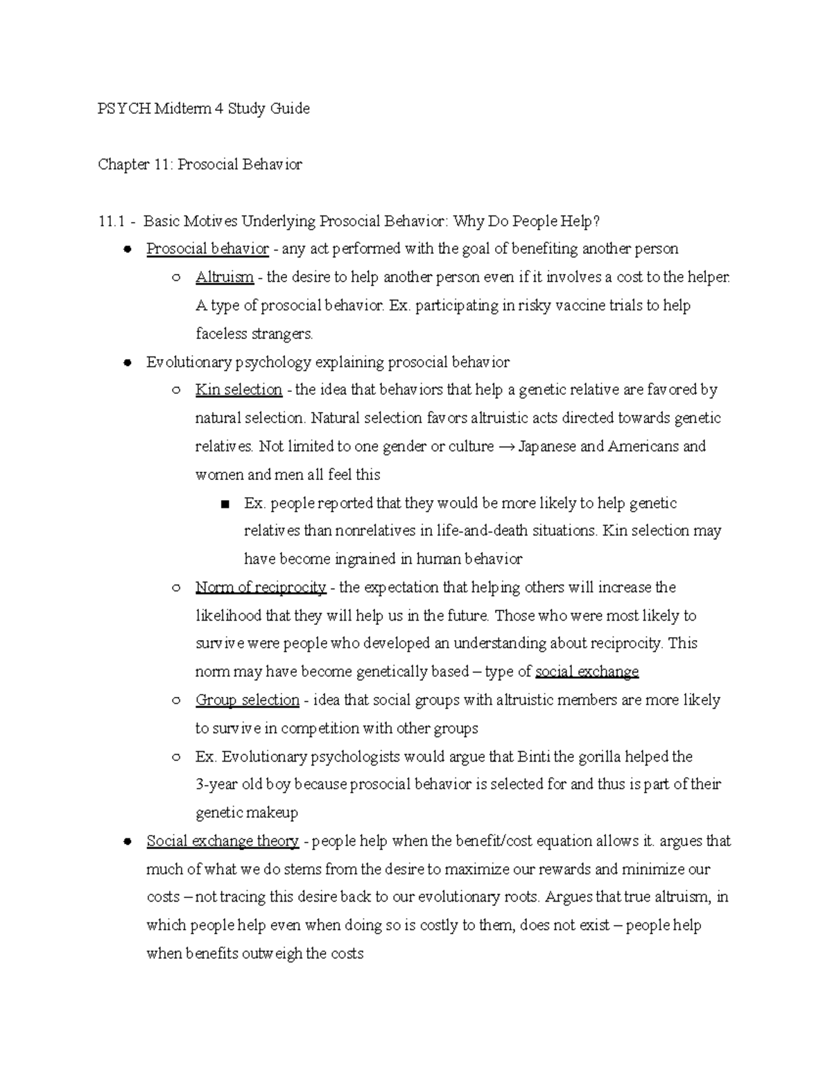 Psych Midterm 4 Study Guide - PSYCH Midterm 4 Study Guide Chapter 11 ...