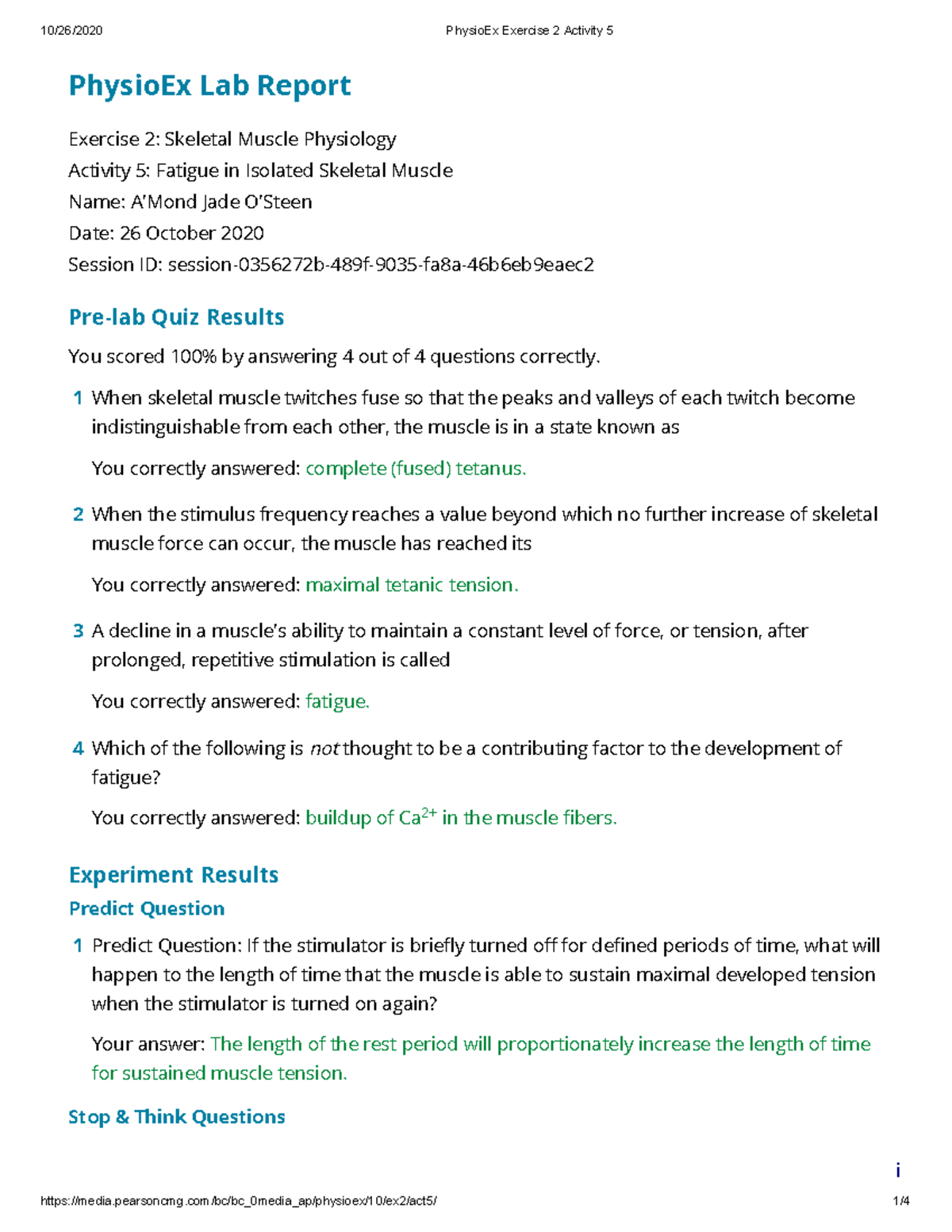 Physio Ex Exercise 2 Activity 5 - StuDocu