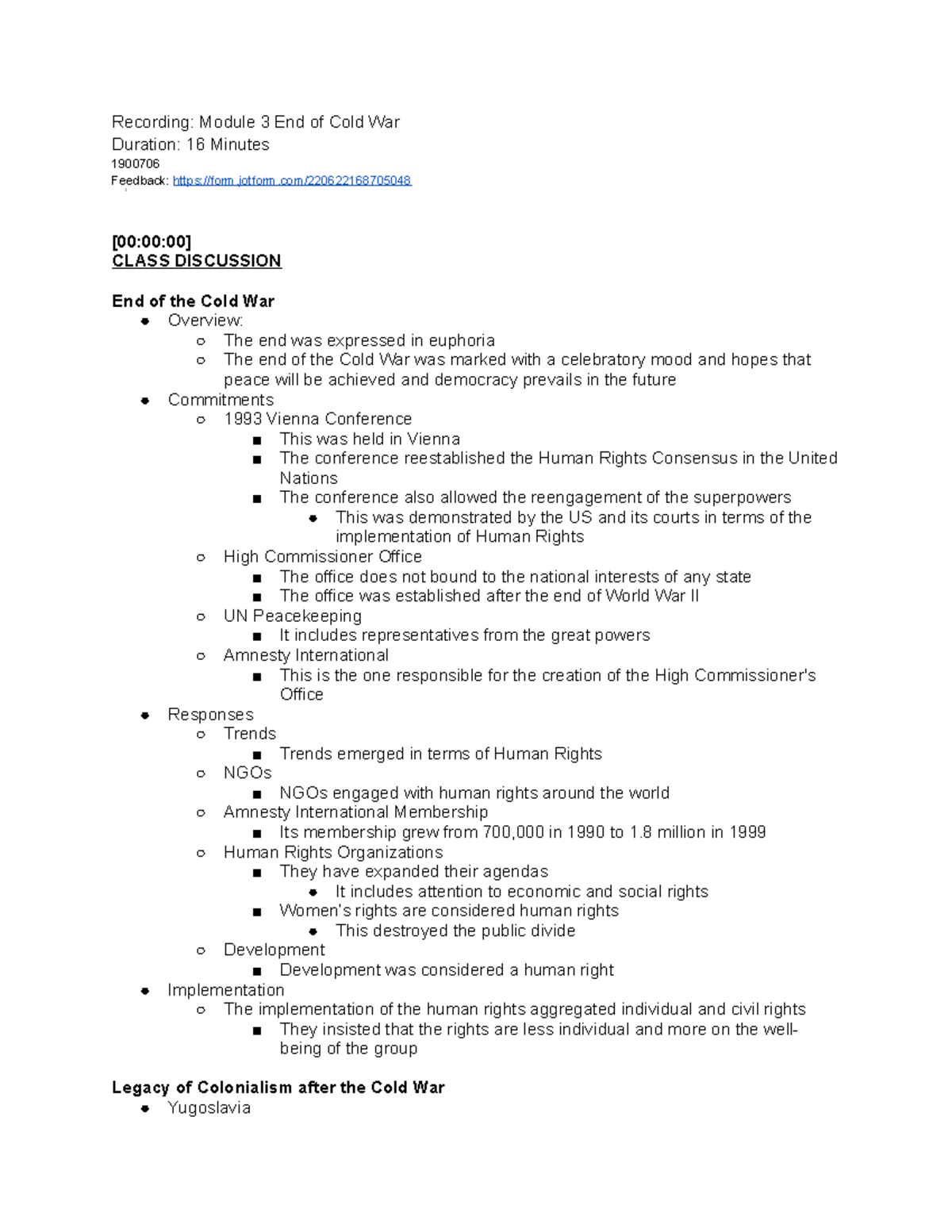 Module 3 end of cold war summary notes recording module 3 end of 