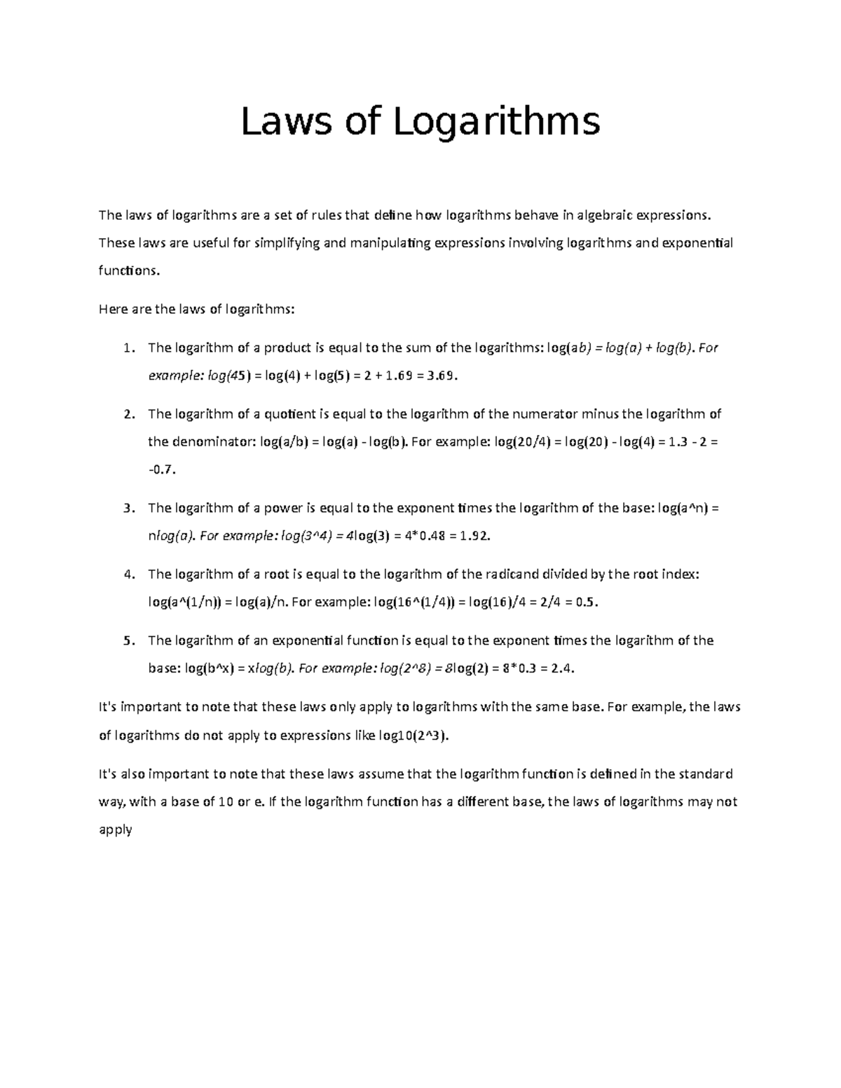 laws-of-logarithms-laws-of-logarithms-the-laws-of-logarithms-are-a