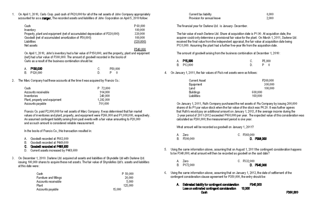482329227 Business Combinationand Consolidated Financial Statements