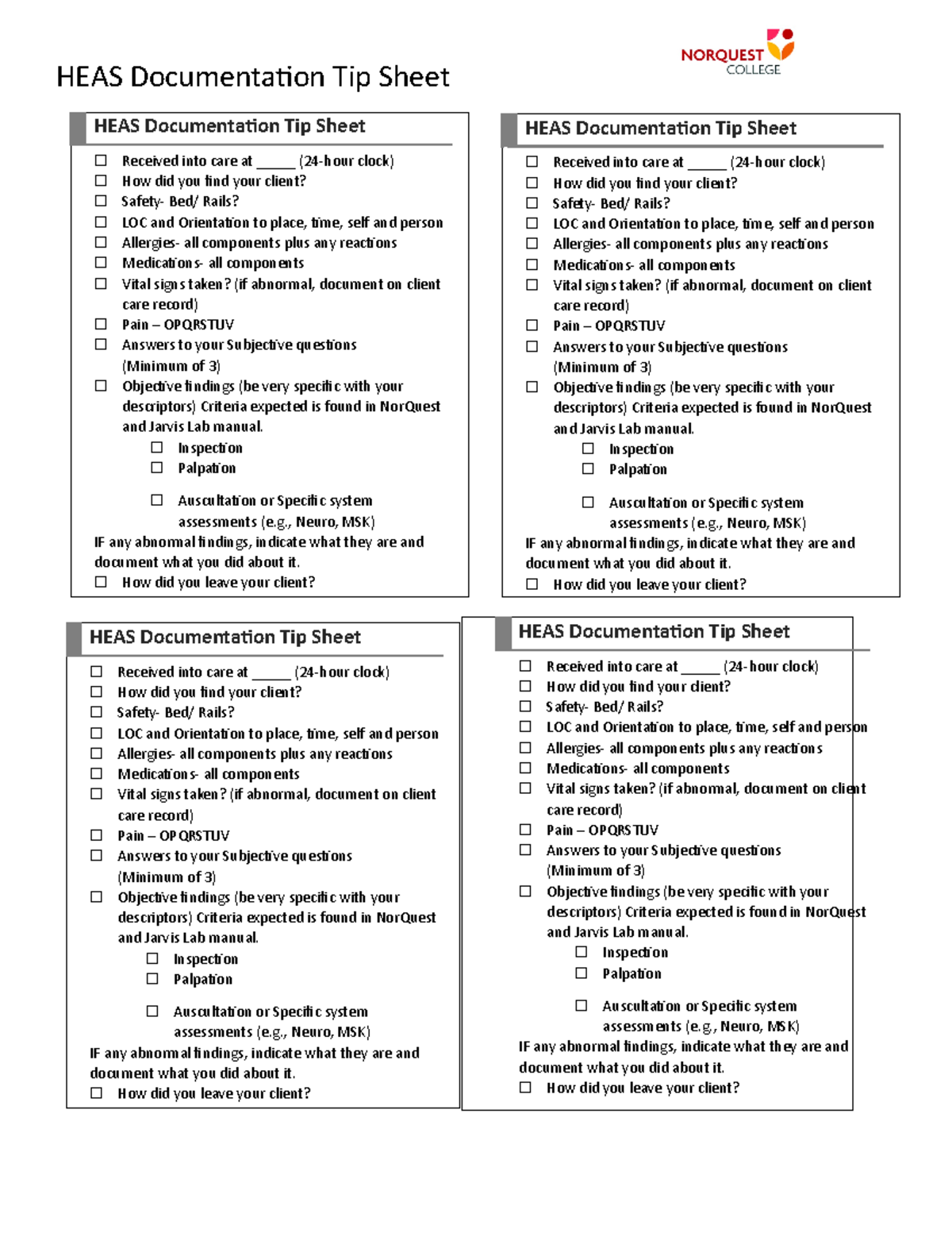 HEAS Documentation Student TIp Sheet. 2021 - HEAS Documentation Tip ...