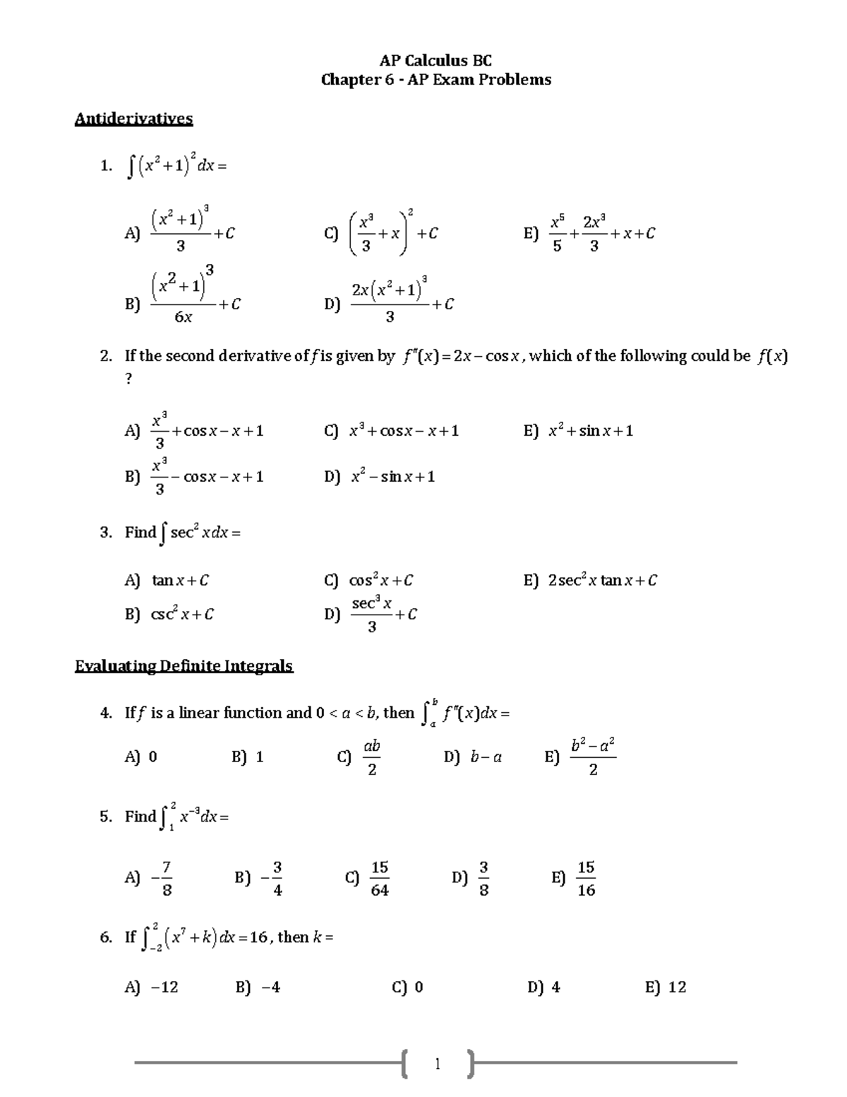 Chapter 6 - prepared math slides - Chapter 6 AP Exam Problems ...