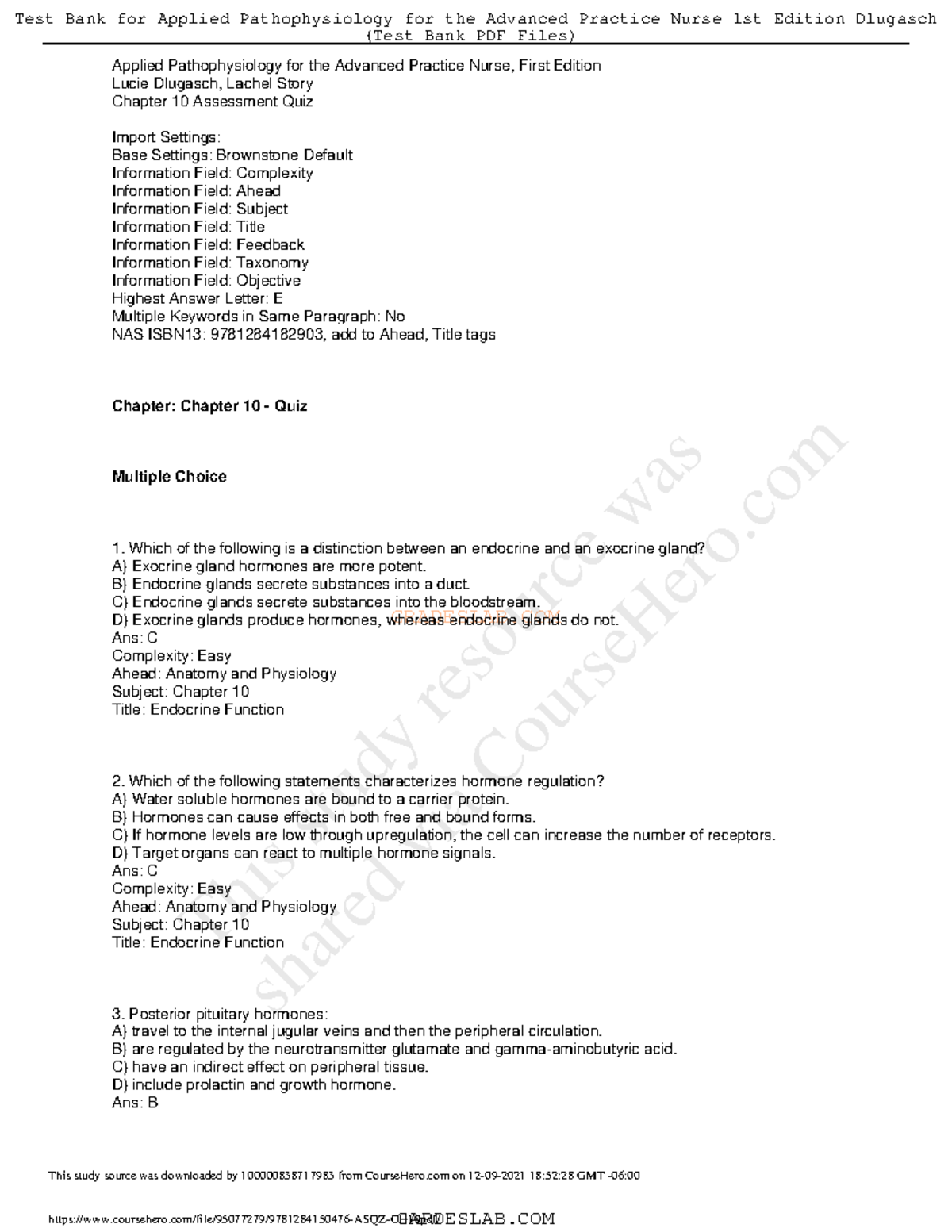 ENDO - Endocrinology notes. - G R A D E S L A B. C O M Applied ...