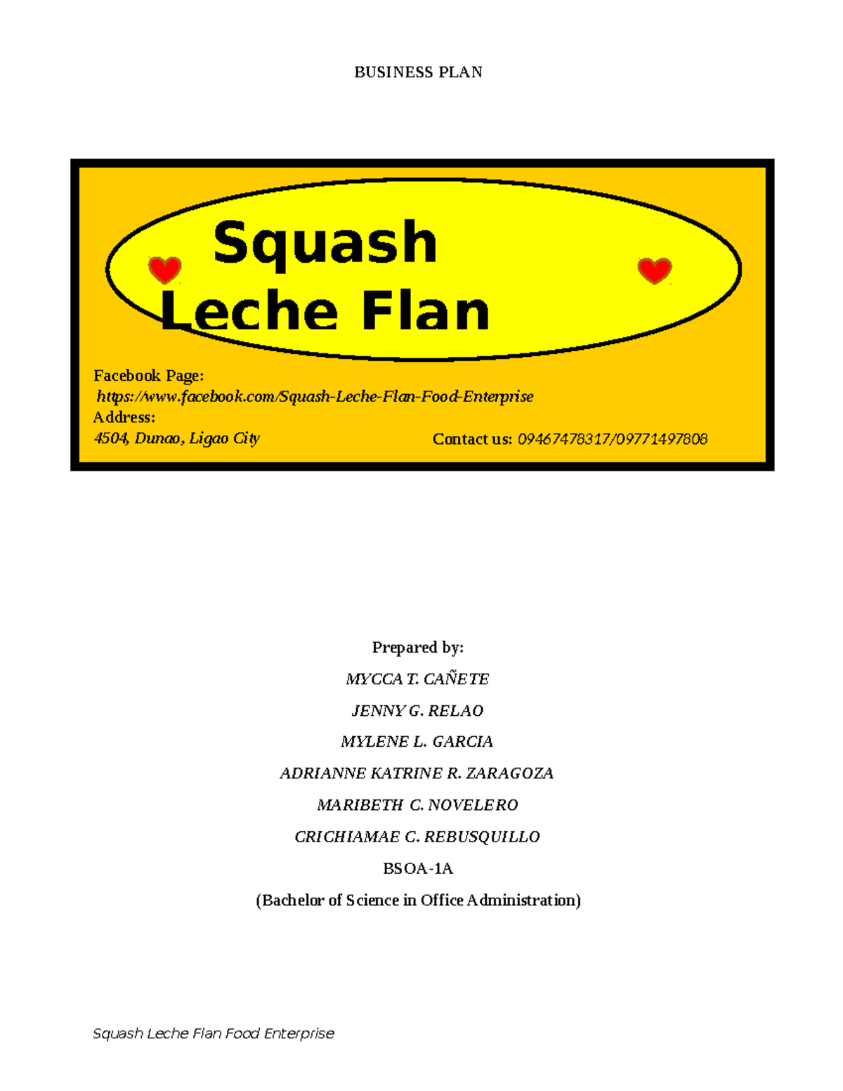 business plan for leche flan