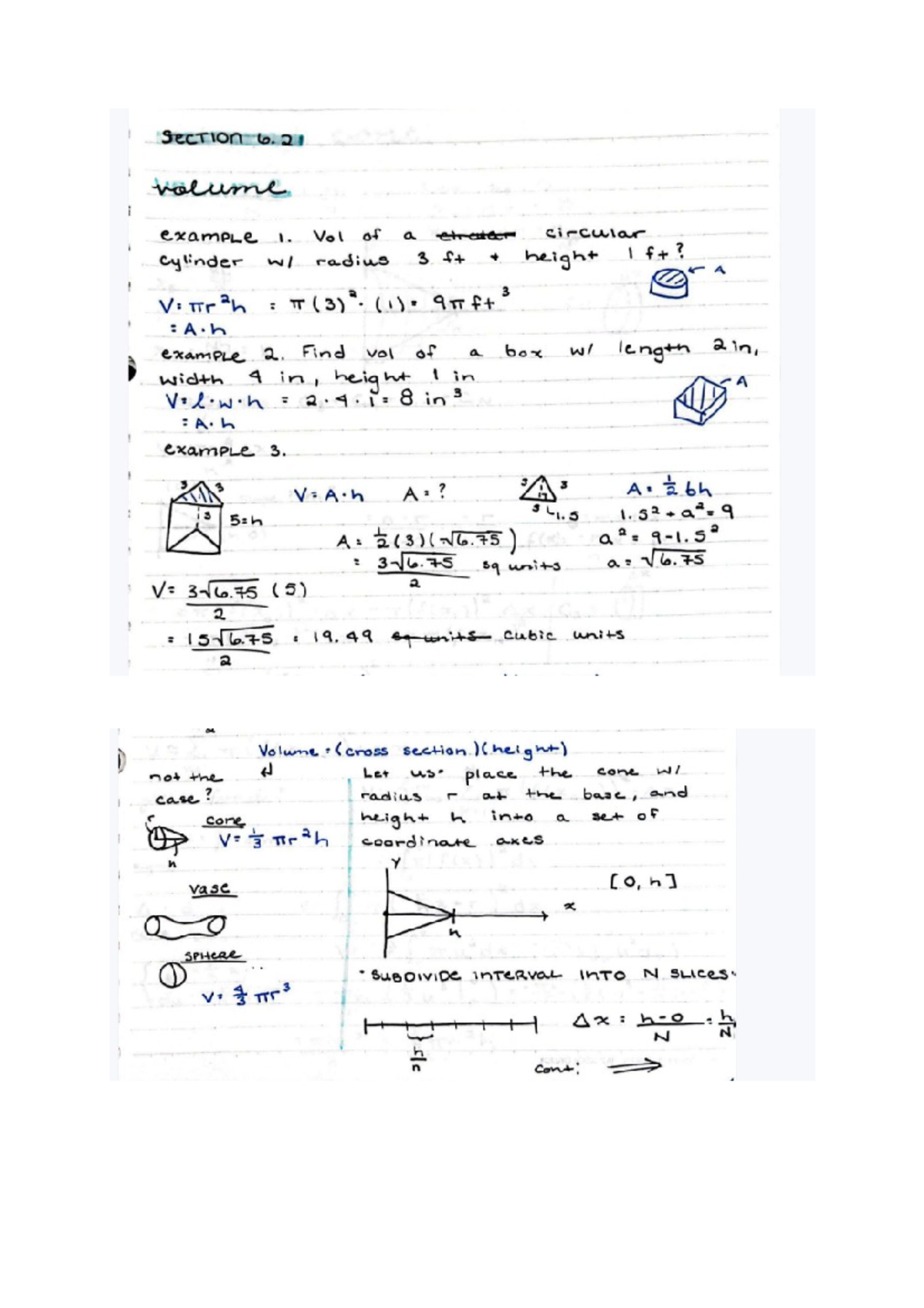 Chapter 6.2 notes volume Notes - MT 2413 - Studocu