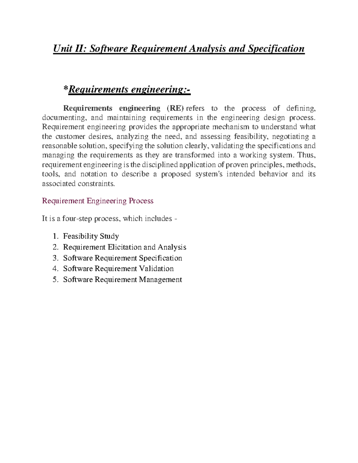 Software EngineeringUNIT 2 3rd Semester Unit II Software