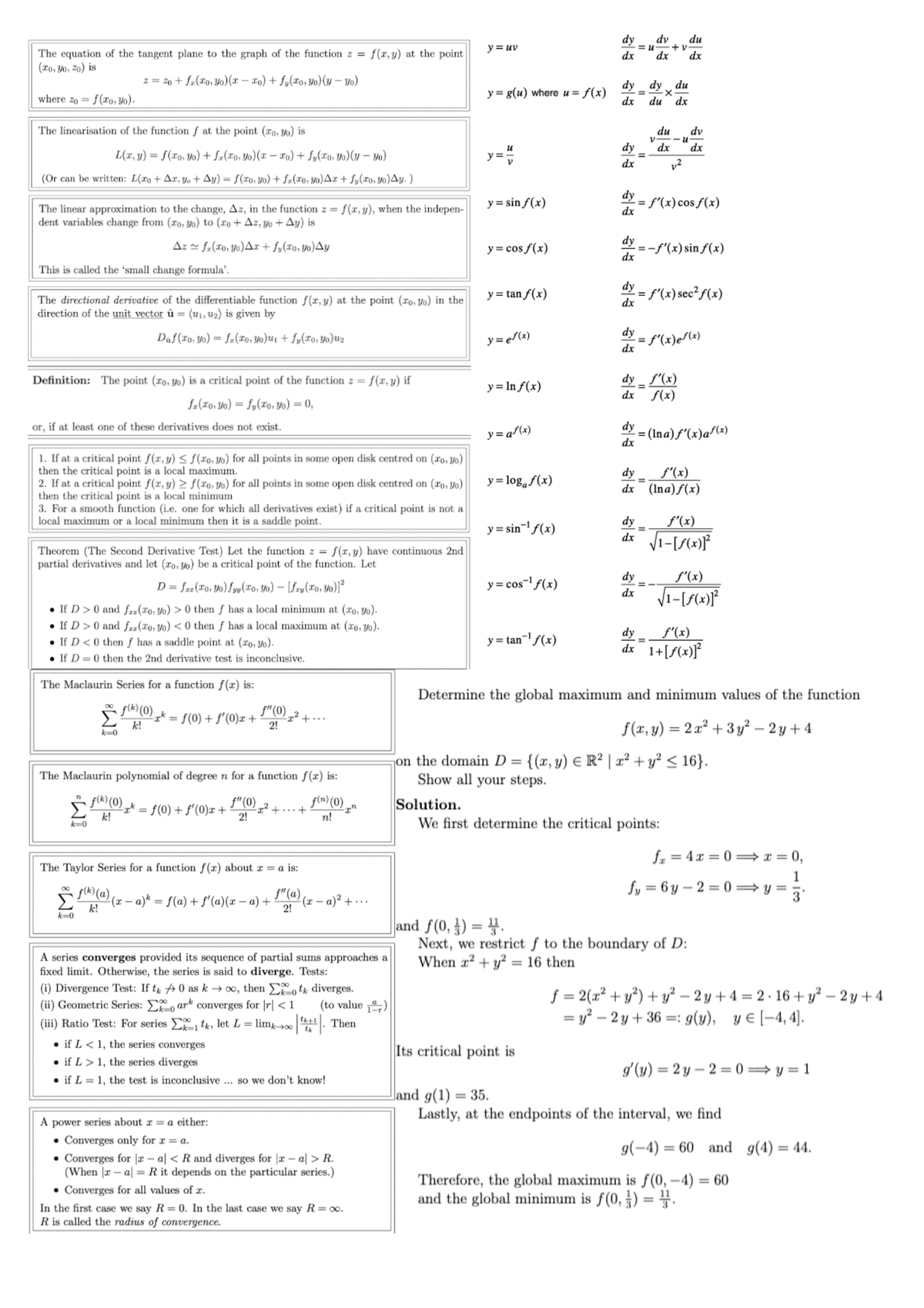 Math Calculus Summary - MATH1120 - Studocu