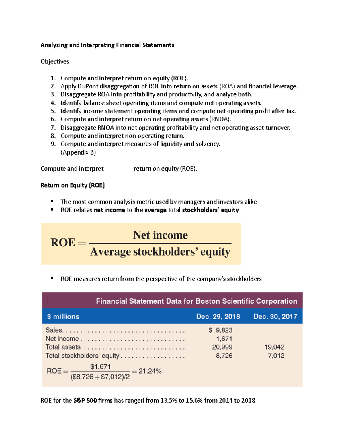 Analyzing And Interpreting Financial Statements