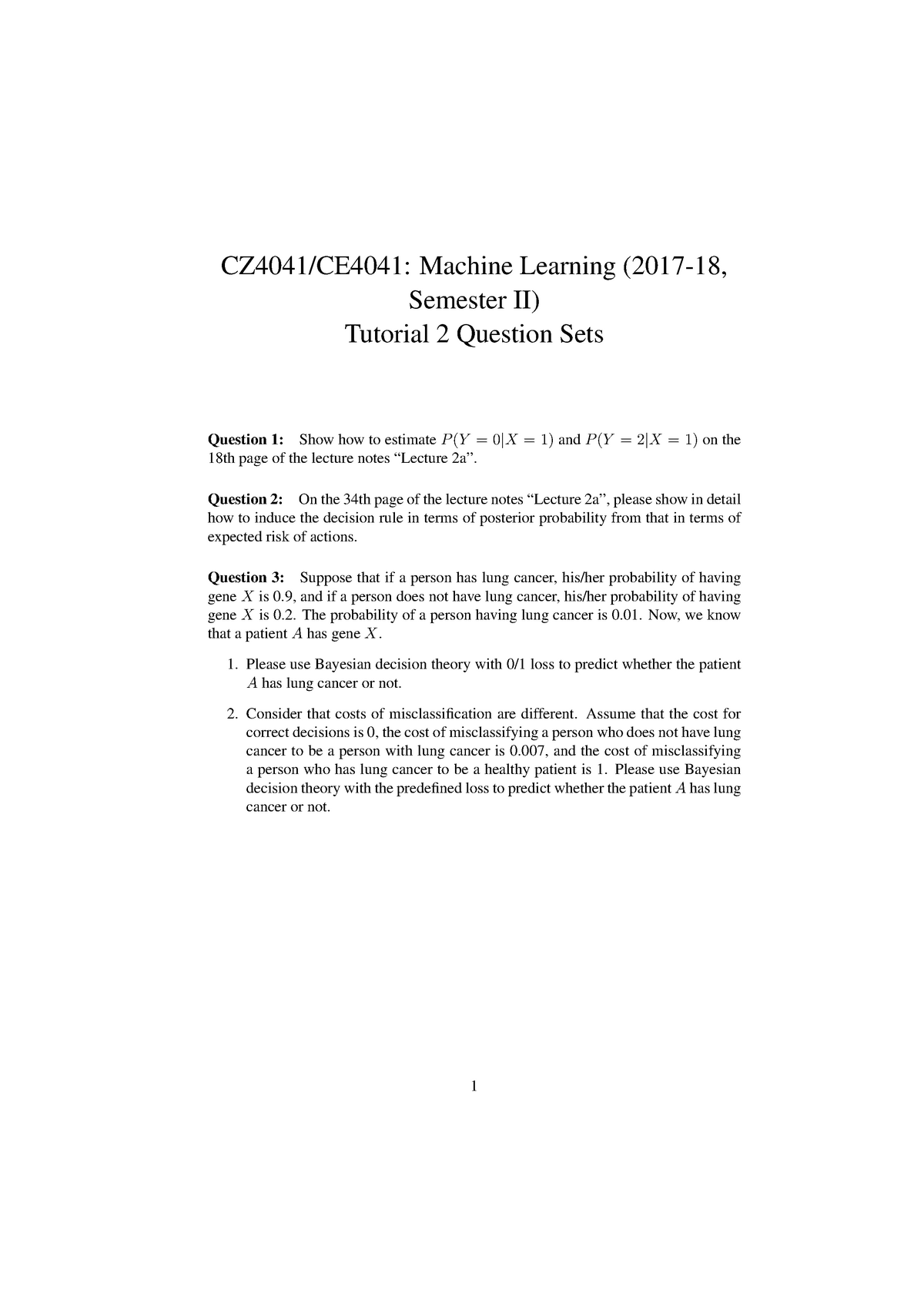 Tutorial 2 Questions - CZ4041/CE4041: Machine Learning (2017-18 ...