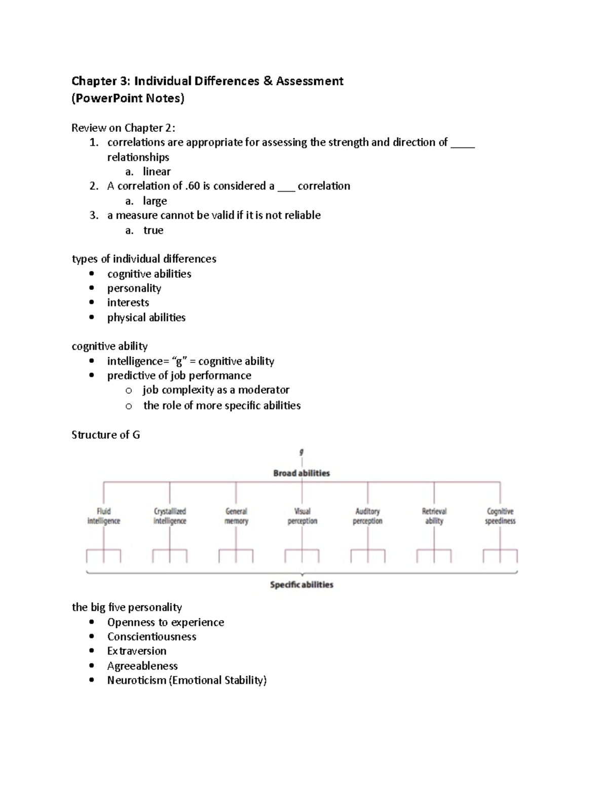 PSY 255 Chapter 3 notes - Chapter 3: Individual Differences ...