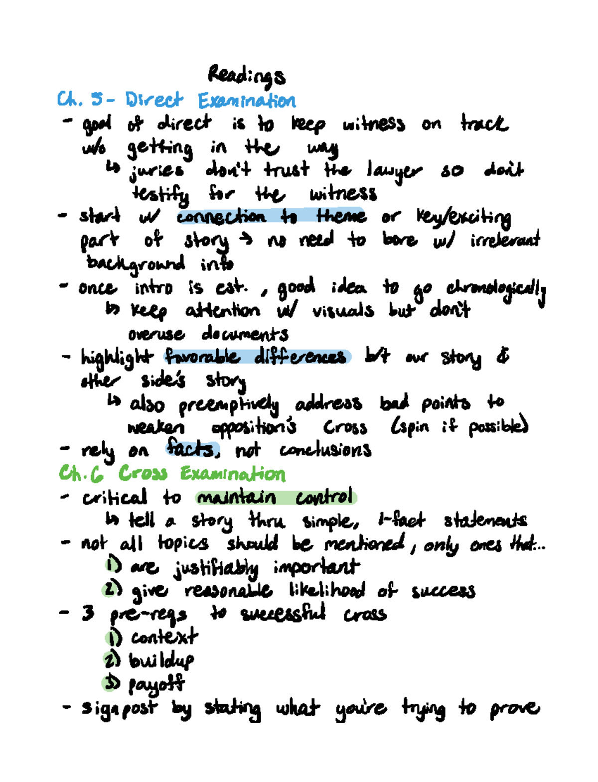 Direct and Cross Examination - Readings Ch 5 Direct Examination goal of ...