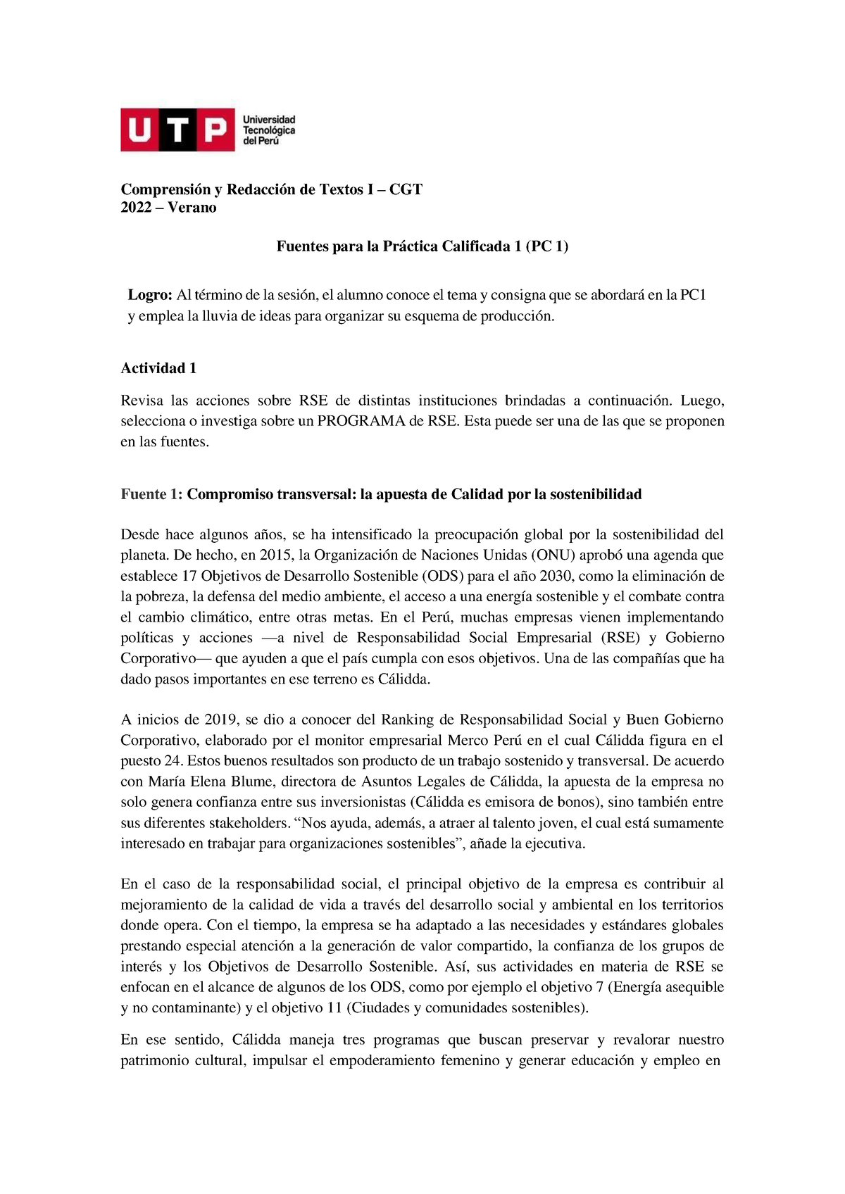 CGT- CRT1-Fuentes Para La PC1 -Verano 2022 - Comprensión Y Redacción De ...