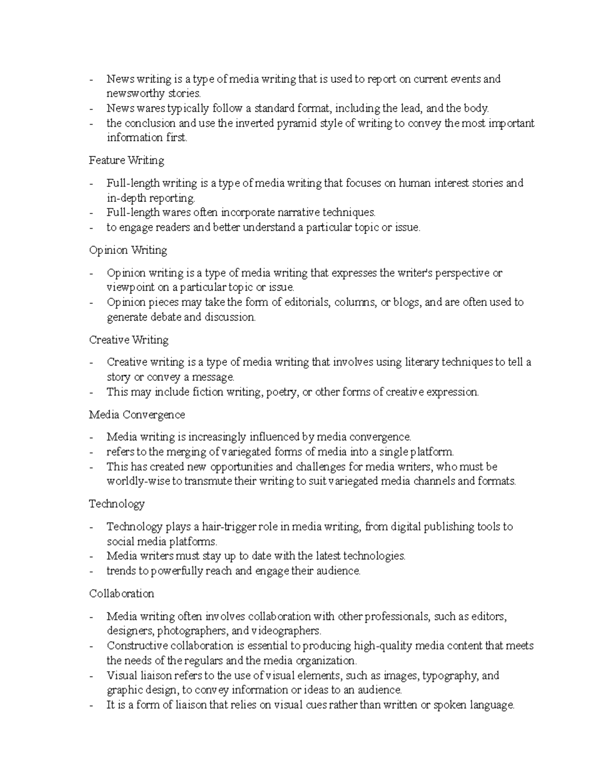 Media Literay NOTE 4 - News writing is a type of media writing that is ...