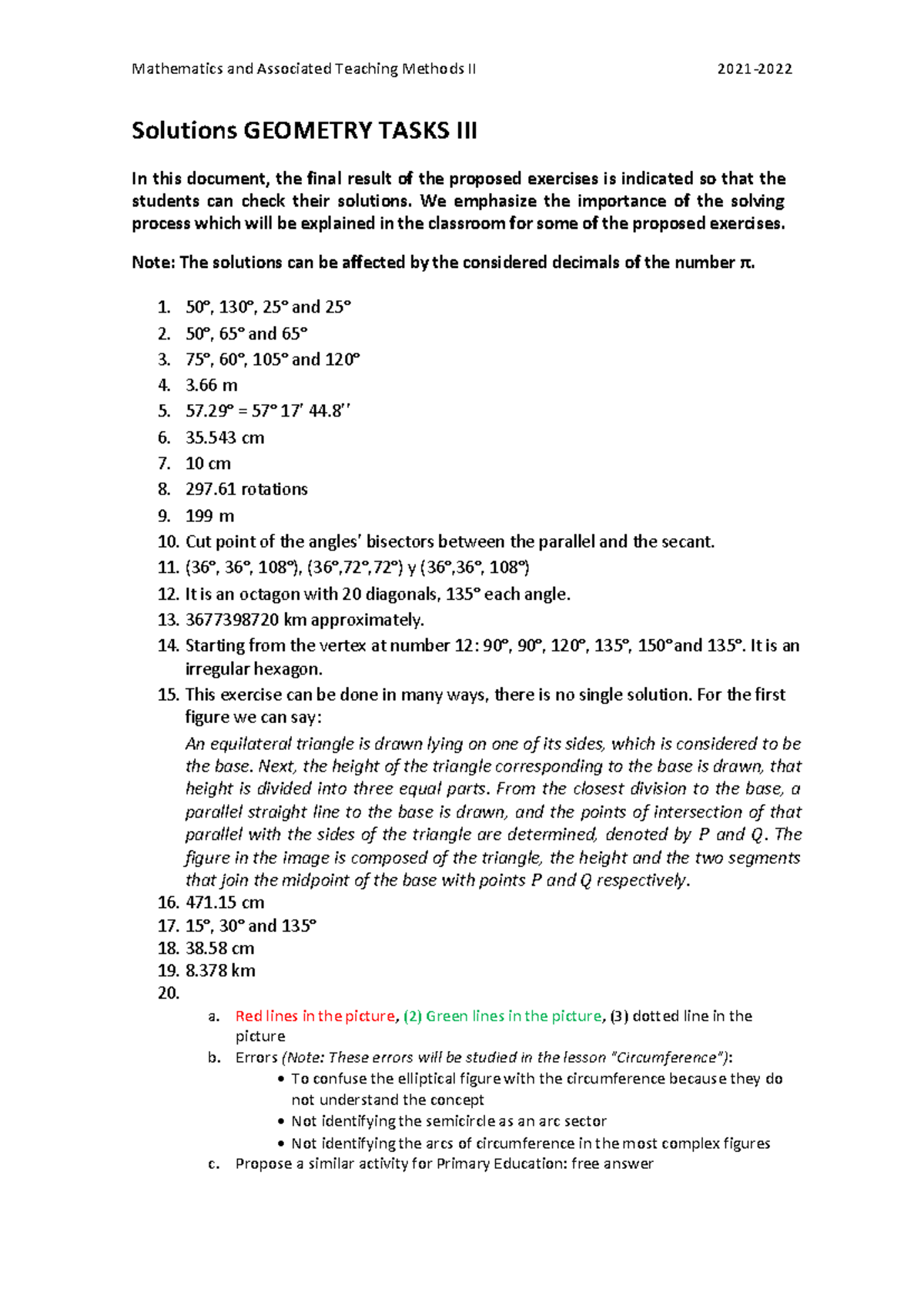 Solutions - Geometry Tasks III - Mathematics and Associated Teaching ...