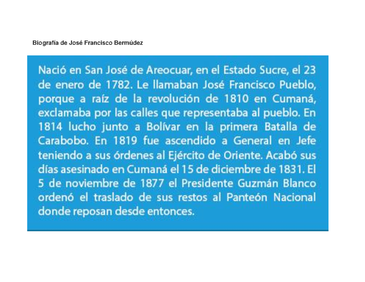 Biografía de José Francisco Bermúdez - Defensa Integral de la Nación ...