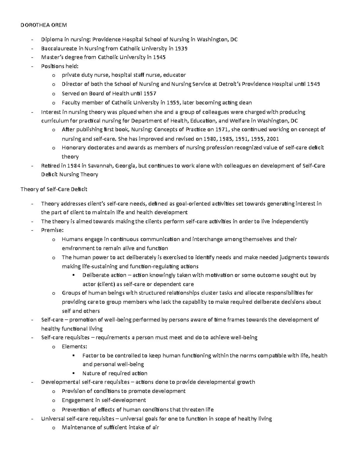 Application of dorothea orem nursing theory image