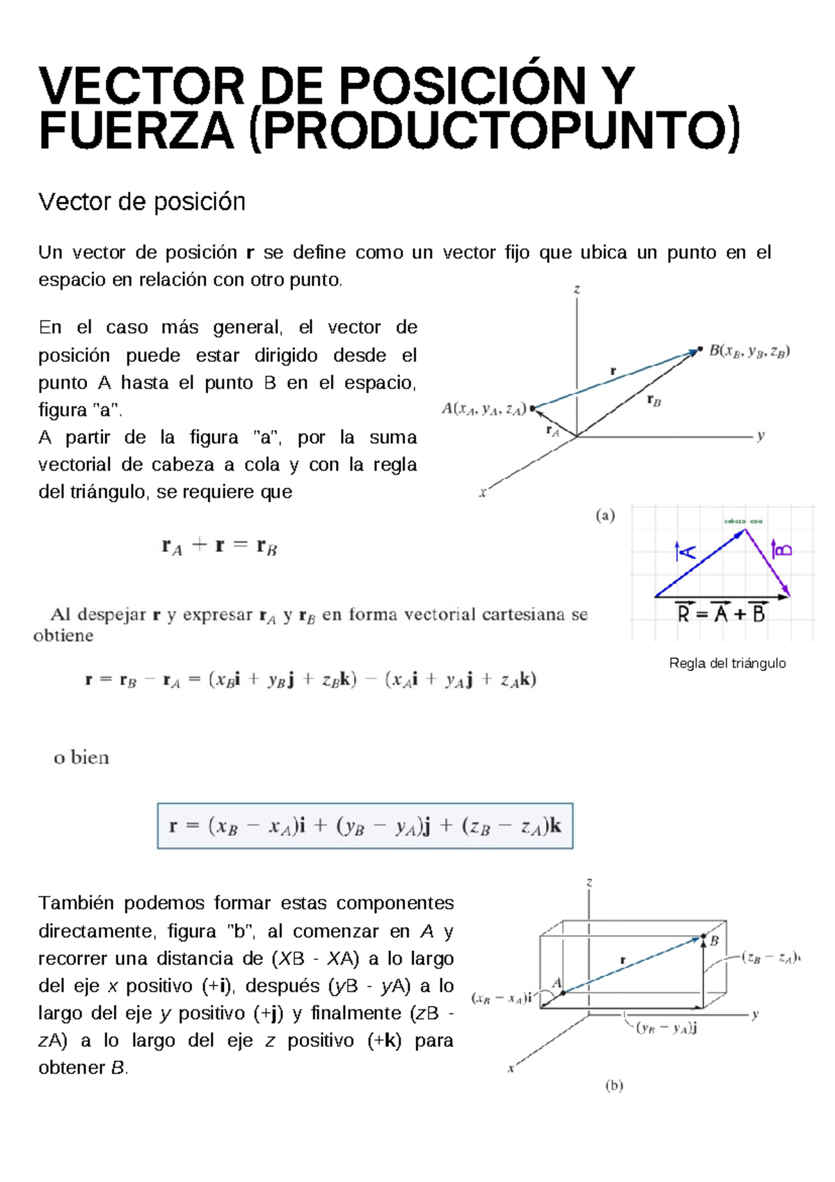 Vector DE PosicióN Y Equilibriode LA Particula - FUERZA (PRODUCTOPUNTO ...