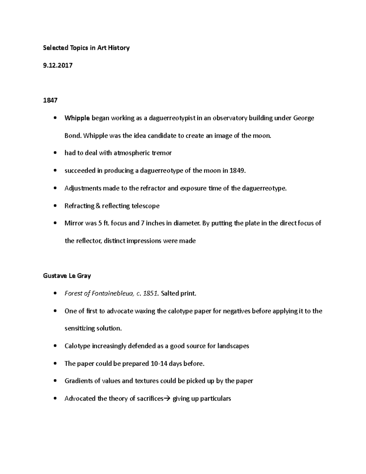 Selected TopicsNotes week 4 Selected Topics in Art History 9.12 1847