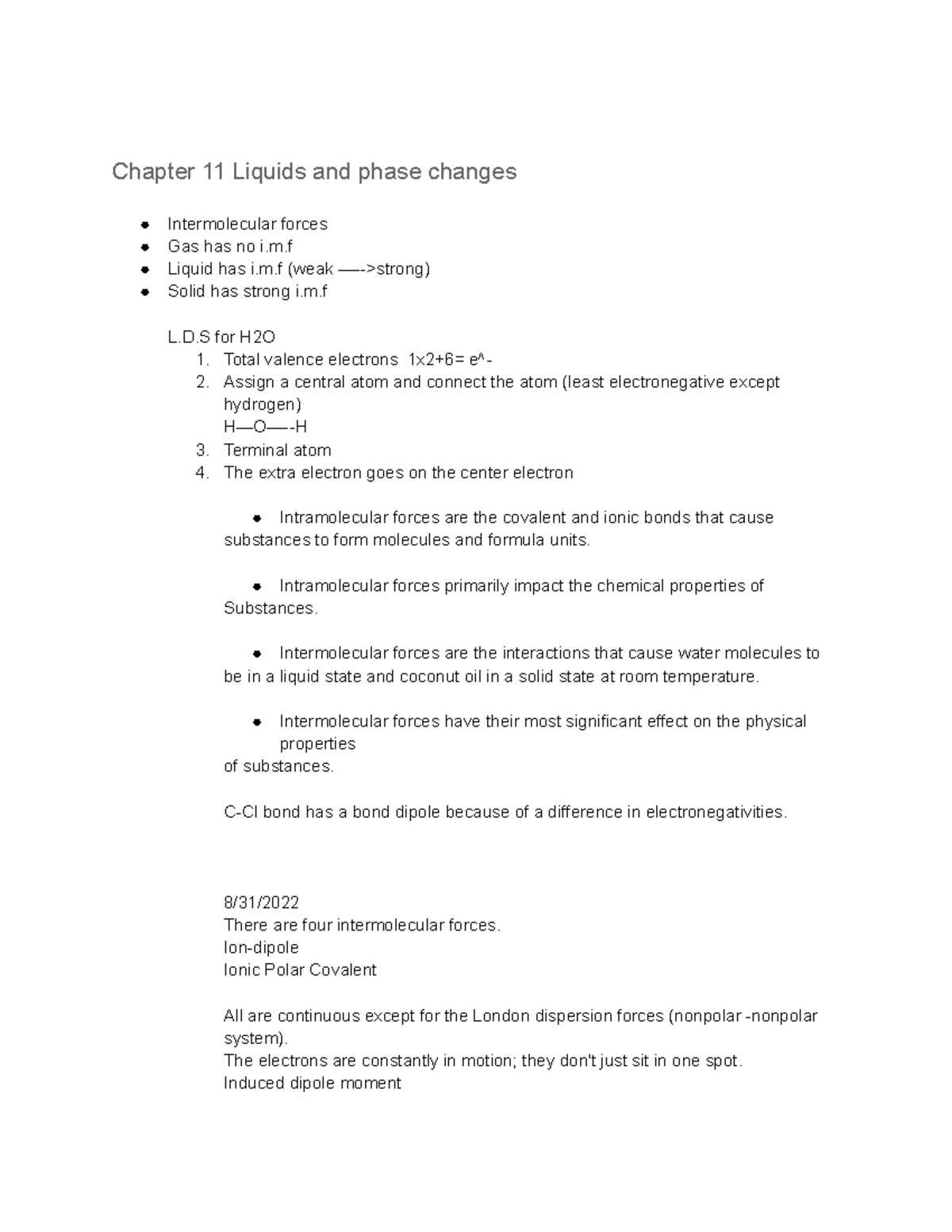 Chem 102 - Chapter 11 notes for Sheriff Moussa - Chapter 11 Liquids and ...