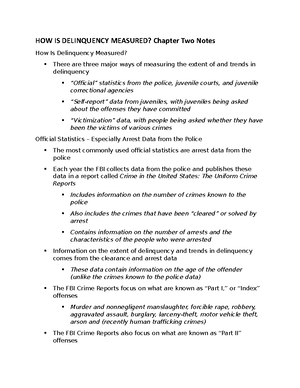 Juvenile Delinquency Ch.3 Notes - HOW MUCH DELINQUENCY IS THERE AND IS ...