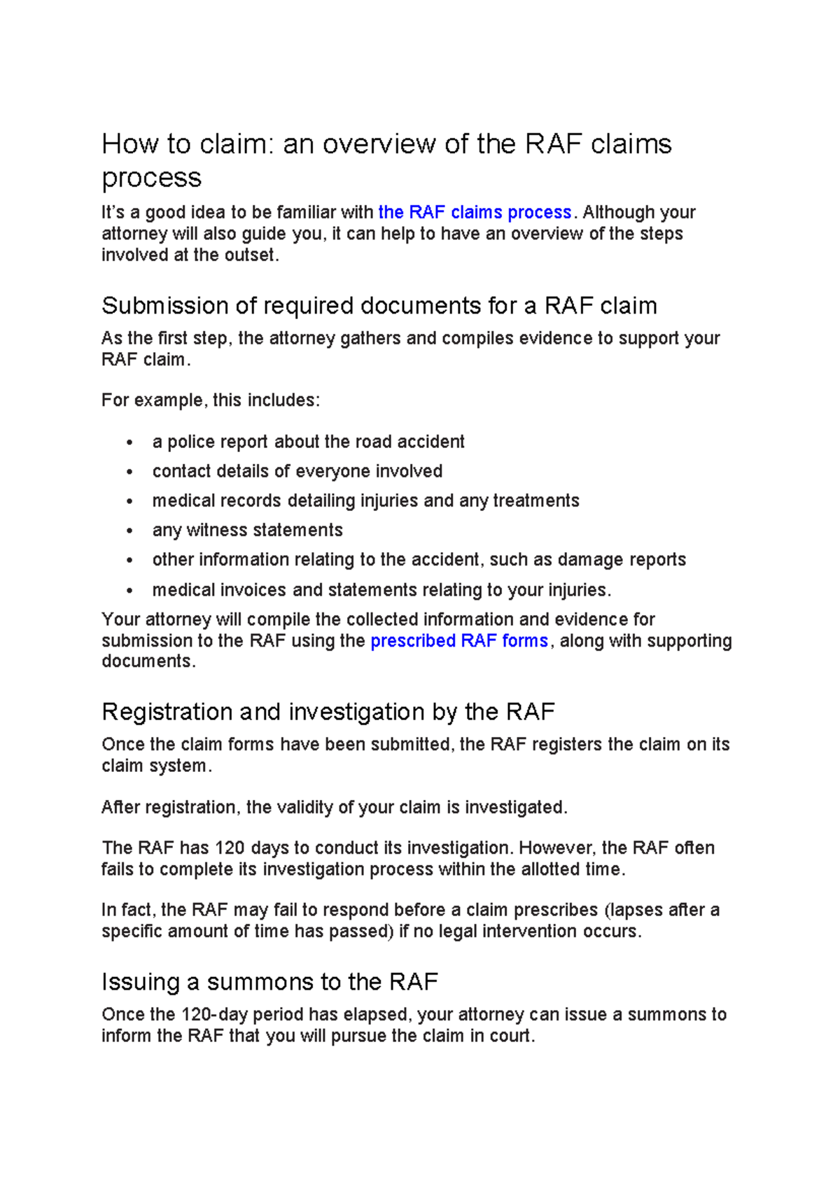 RAF Claim Process - How to claim: an overview of the RAF claims process ...