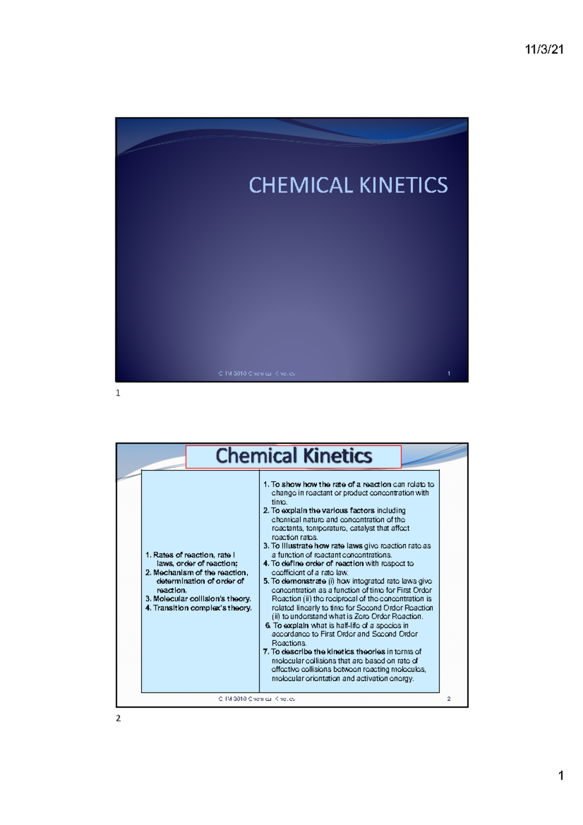 6.0 Kinetics - Sem 1 Degree Chem - CHM 3010-Chemical Kinetics 1 ...