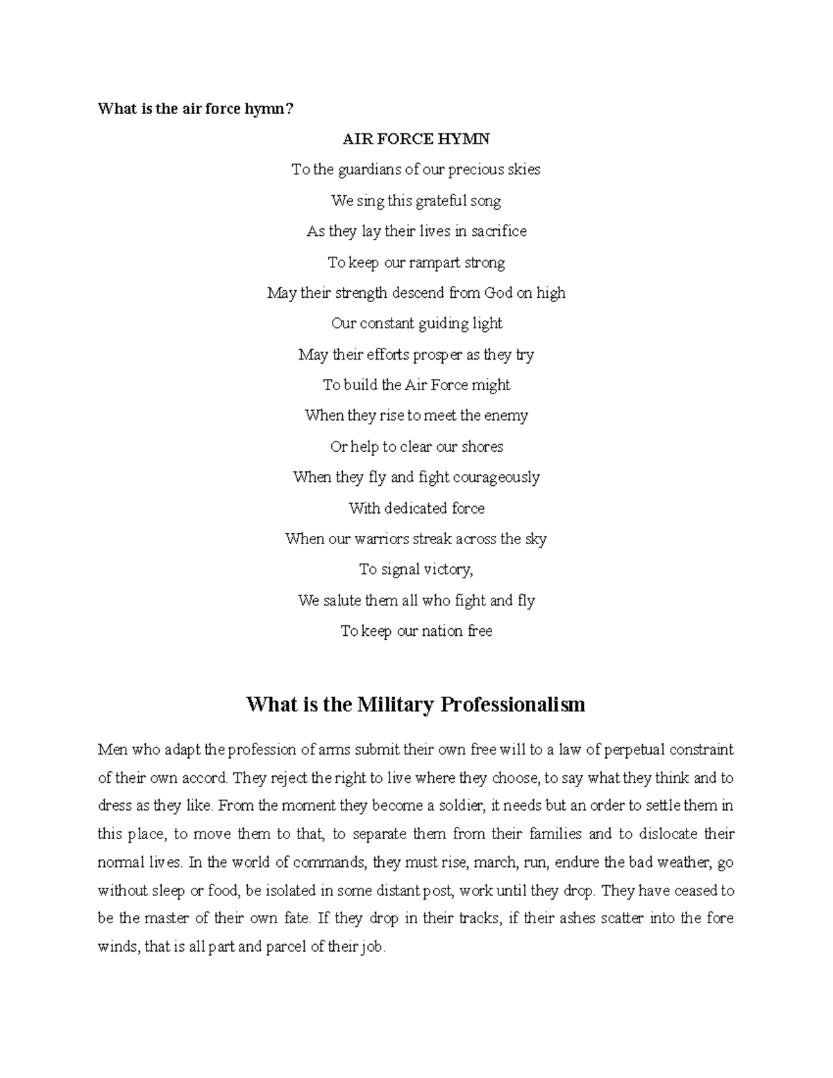 What Is The Air Force Hymn They Reject The Right To Live Where They