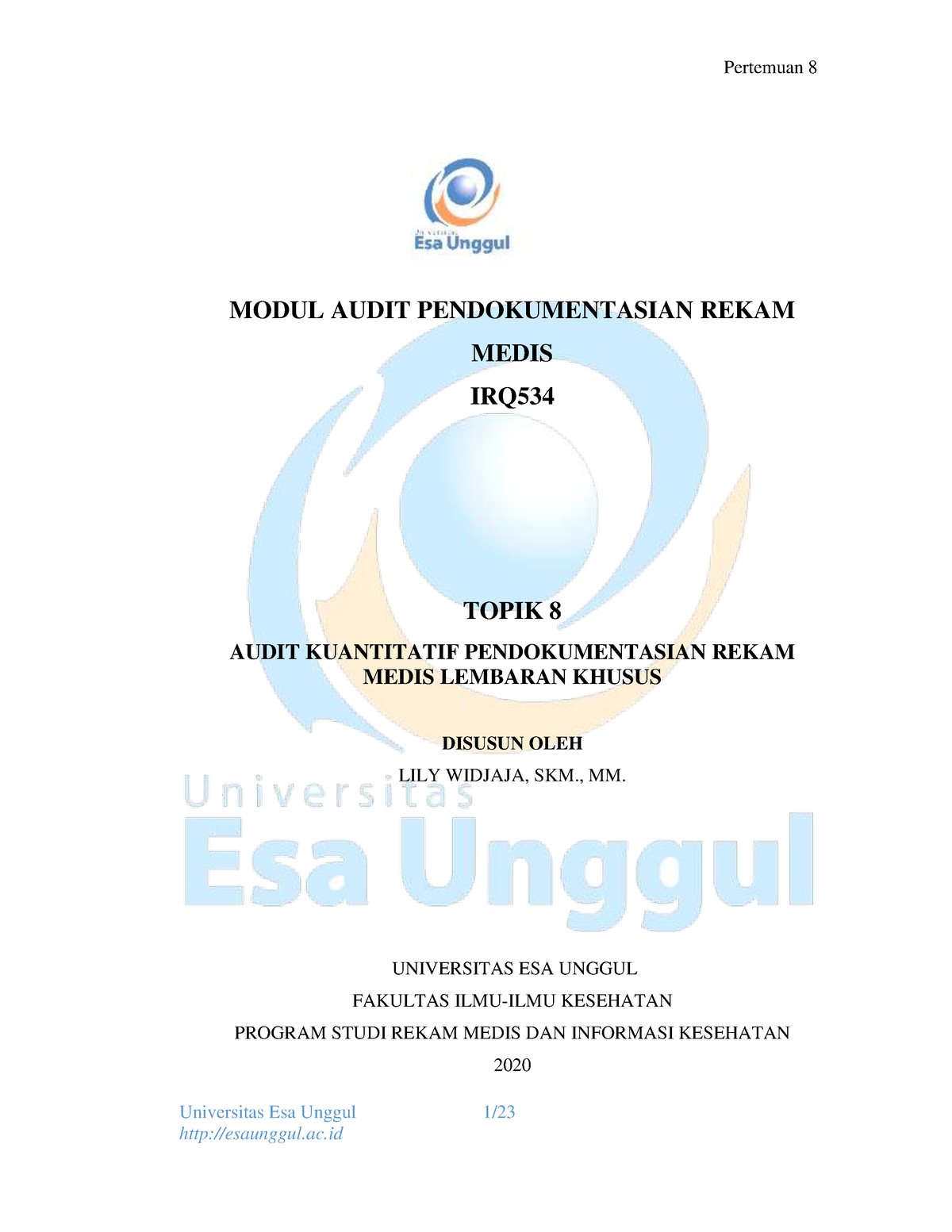 Modul 08 5196 IRQ534 082020 - Universitas Esa Unggul 1/ MODUL AUDIT ...