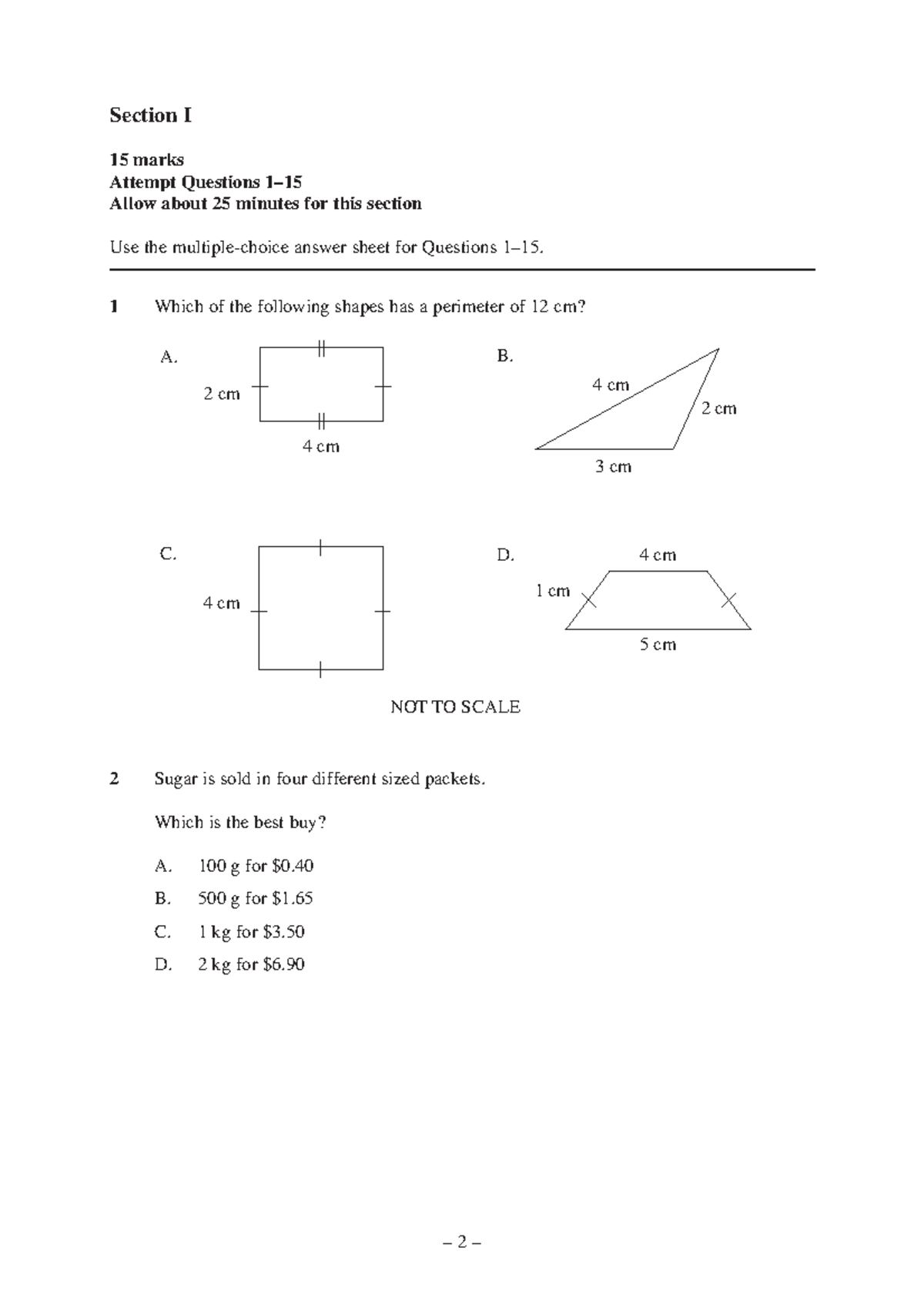 2019 hsc mathematics standard 2 - – 2 – Section I 15 marks Attempt ...