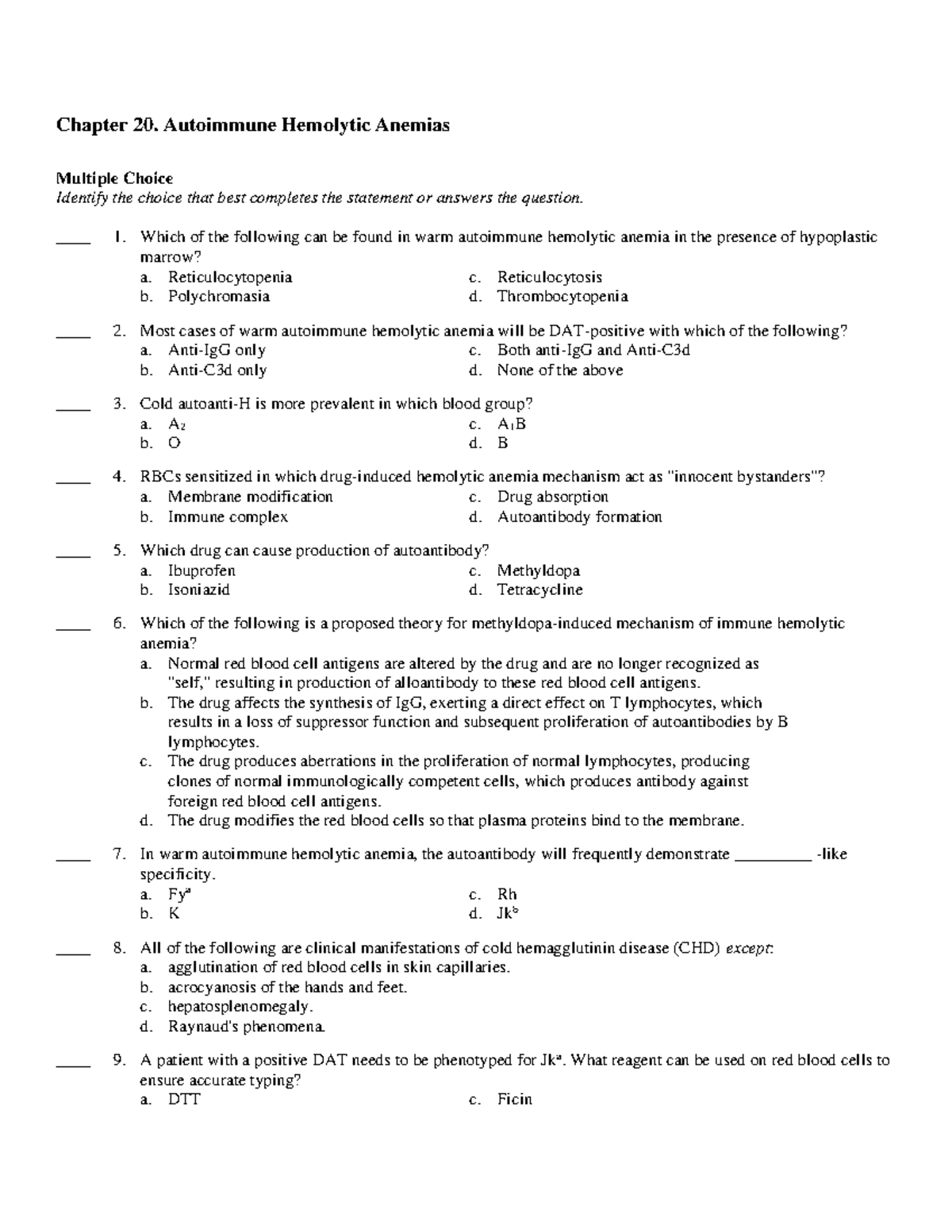 Ch20 - Test Bank For Modern Blood Banking And Transfusion Practices By ...