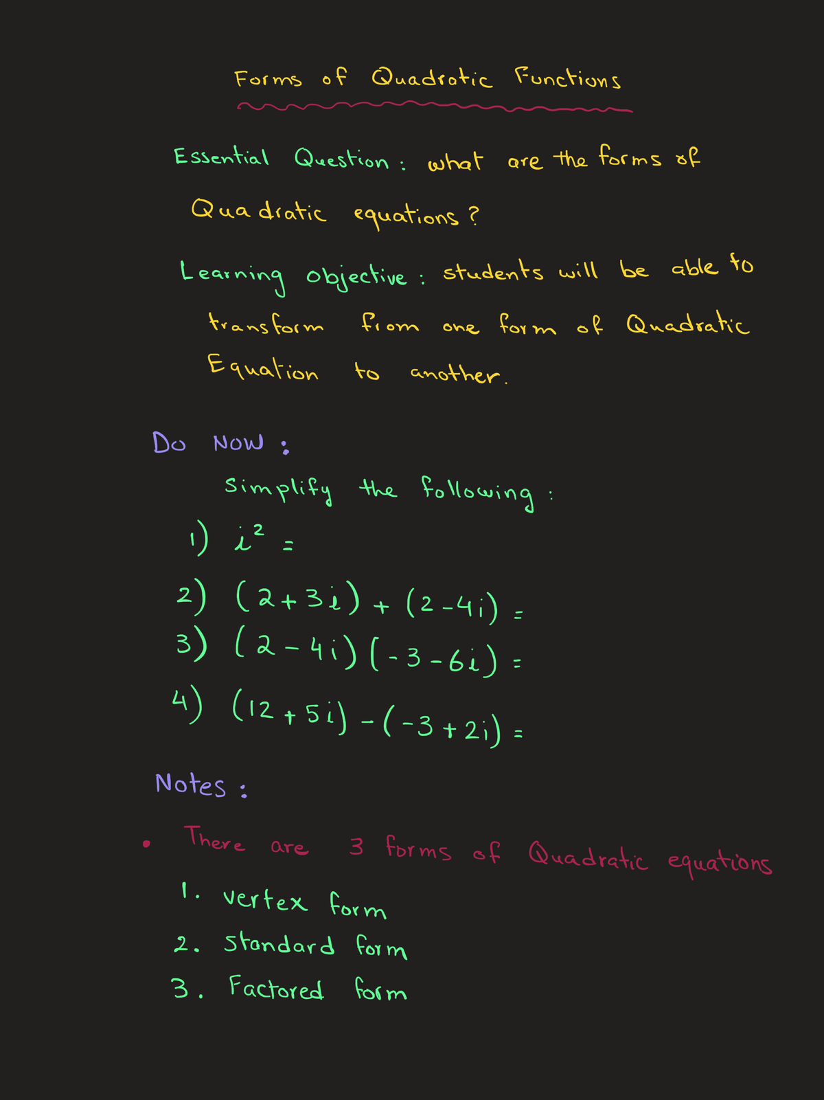 Quadratic Equation forms - Matlab - Studocu