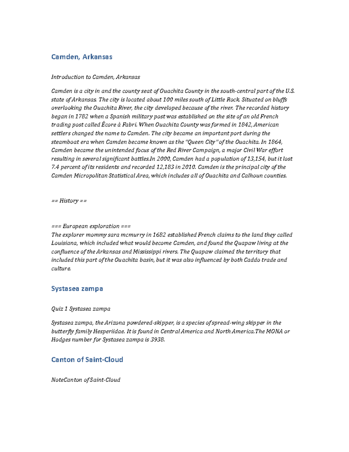 HIST123Chapter Camden, Arkansas Camden, Arkansas Introduction to