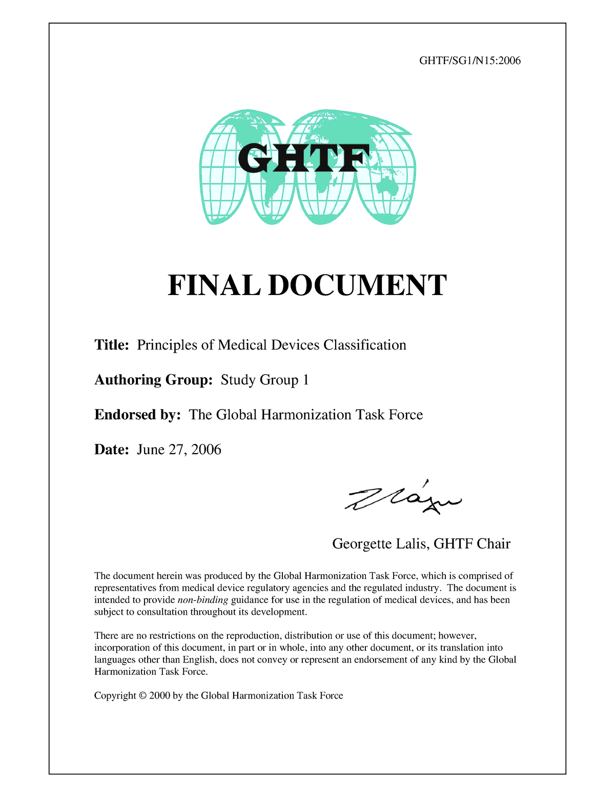 Ghtf Sg1 N15 2006 Guidance Classification 060627 - ####### GHTF/SG1/N15 ...