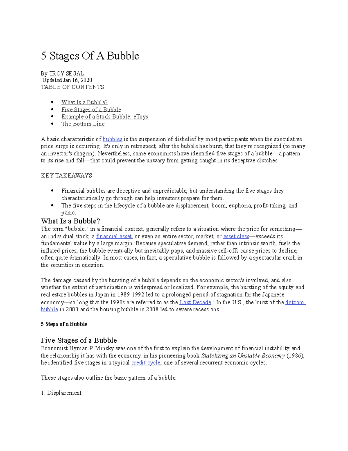 5 Stages Of A Bubble , Financial Bubble – FBRYU