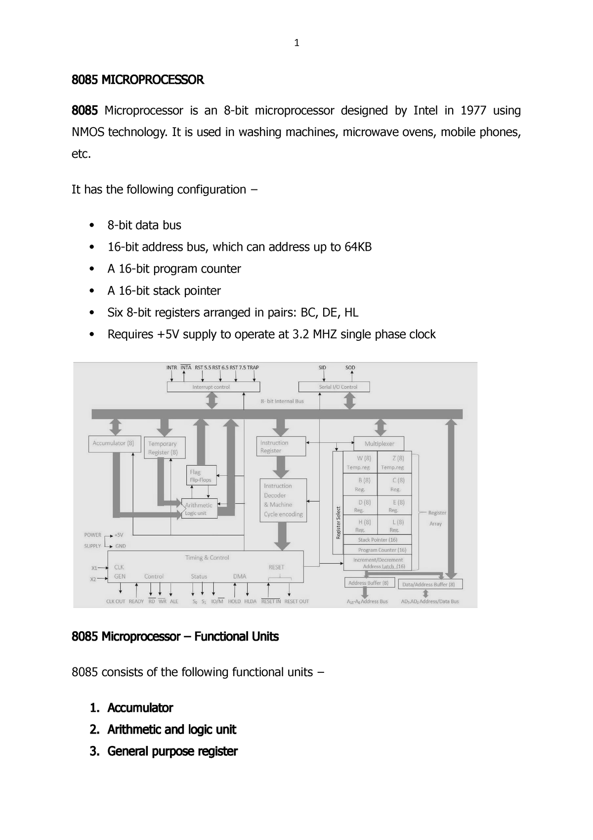 8085 Microprocessor - 8085 MICROPROCESSOR 8085 Microprocessor is an 8