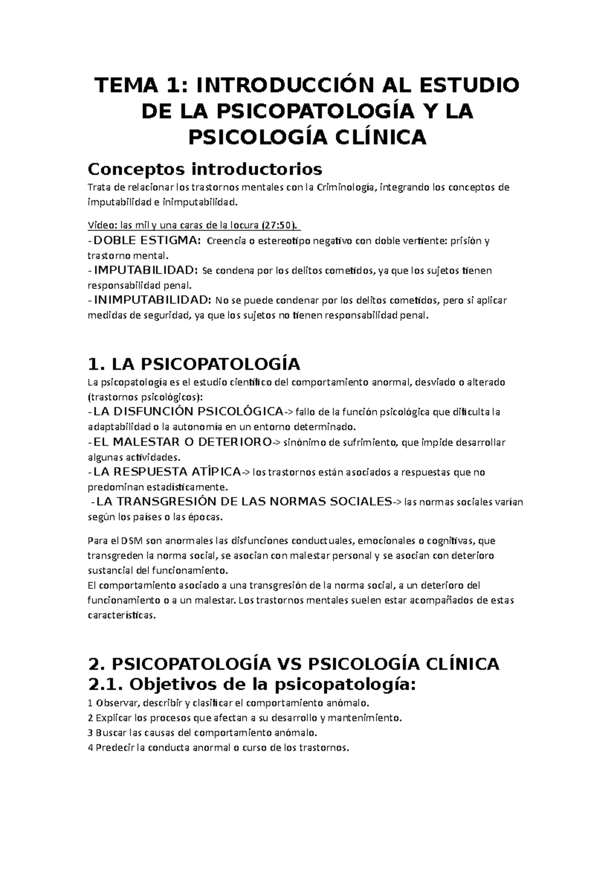 TEMA 1- Psicología Clínica y de la Salud - TEMA 1: INTRODUCCIÓN AL ...