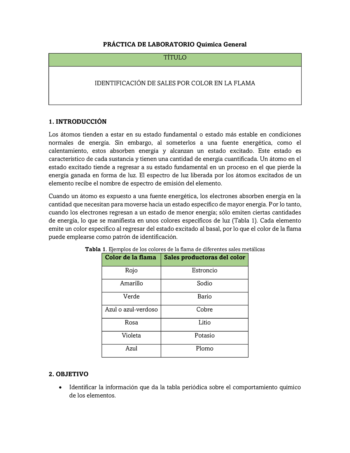 Pr Ctica De Laboratorio Qu Mica General Prctica De Laboratorio Qu Mica