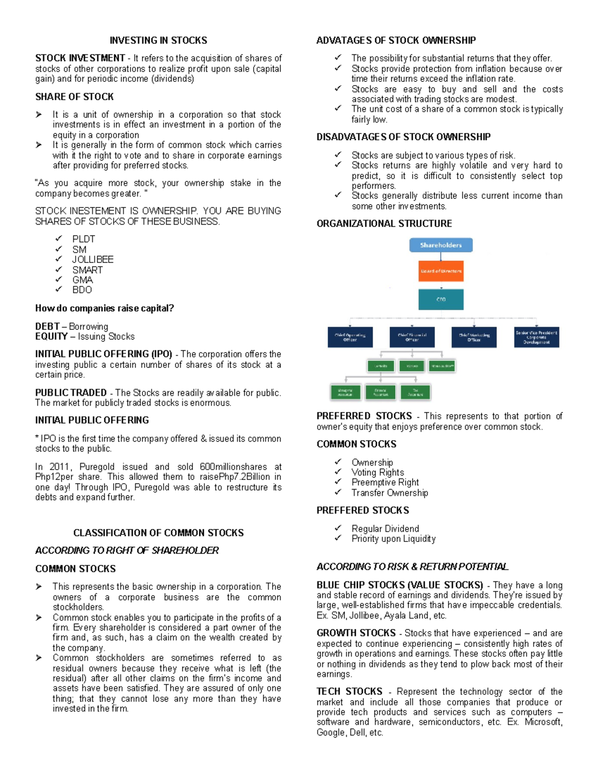 Investing-IN- Stocks - INVESTING IN STOCKS STOCK INVESTMENT - It refers ...