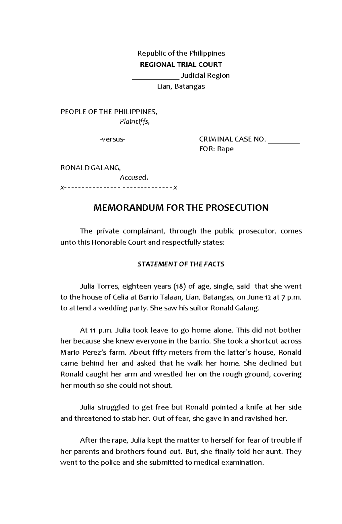 Scribd - aef - Republic of the Philippines REGIONAL TRIAL COURT ...