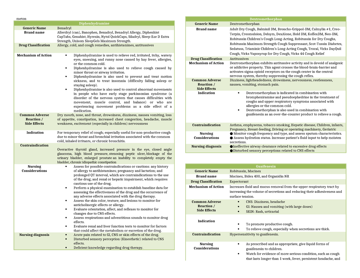 Pharma-Edited - Summary Maternal Child Nursing Care - meton ...